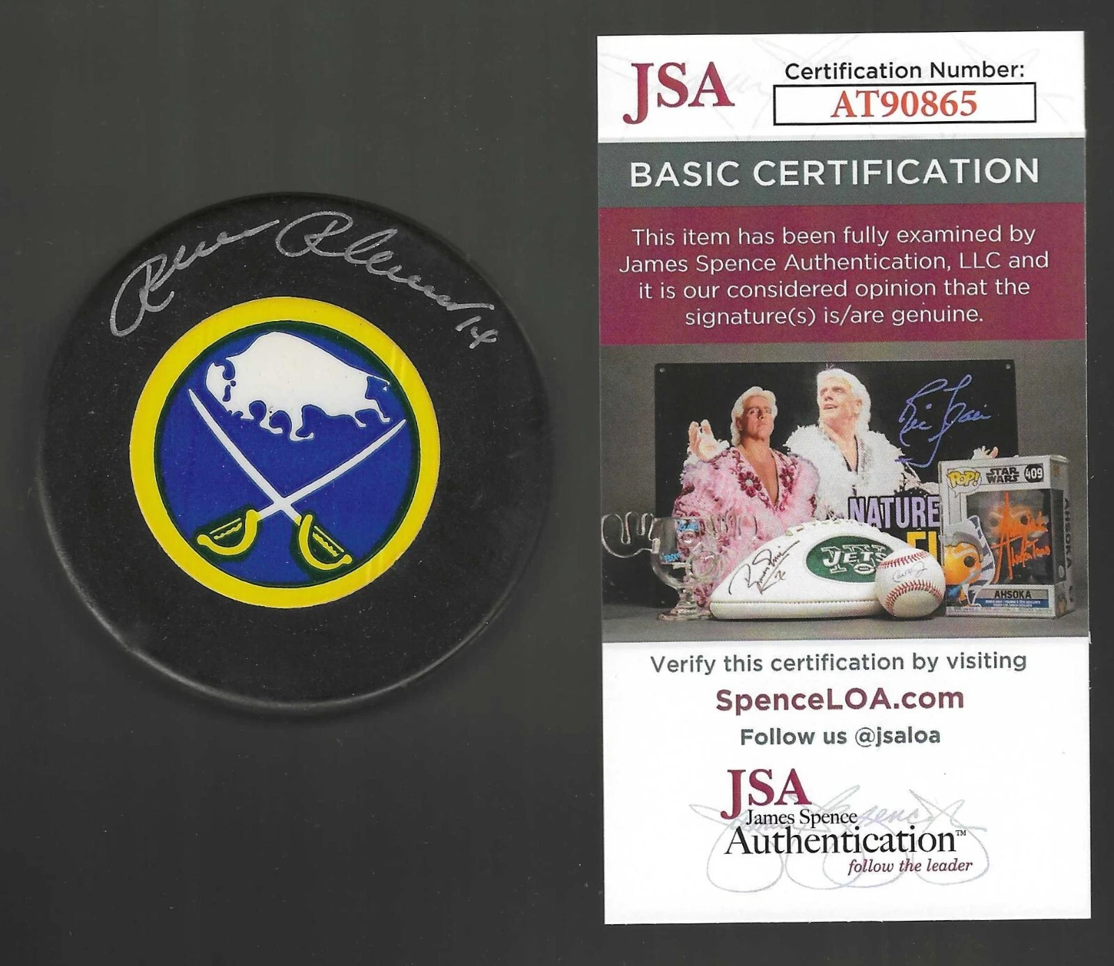 Rene Robert Signed Buffalo Sabres Vintage Puck JSA COA