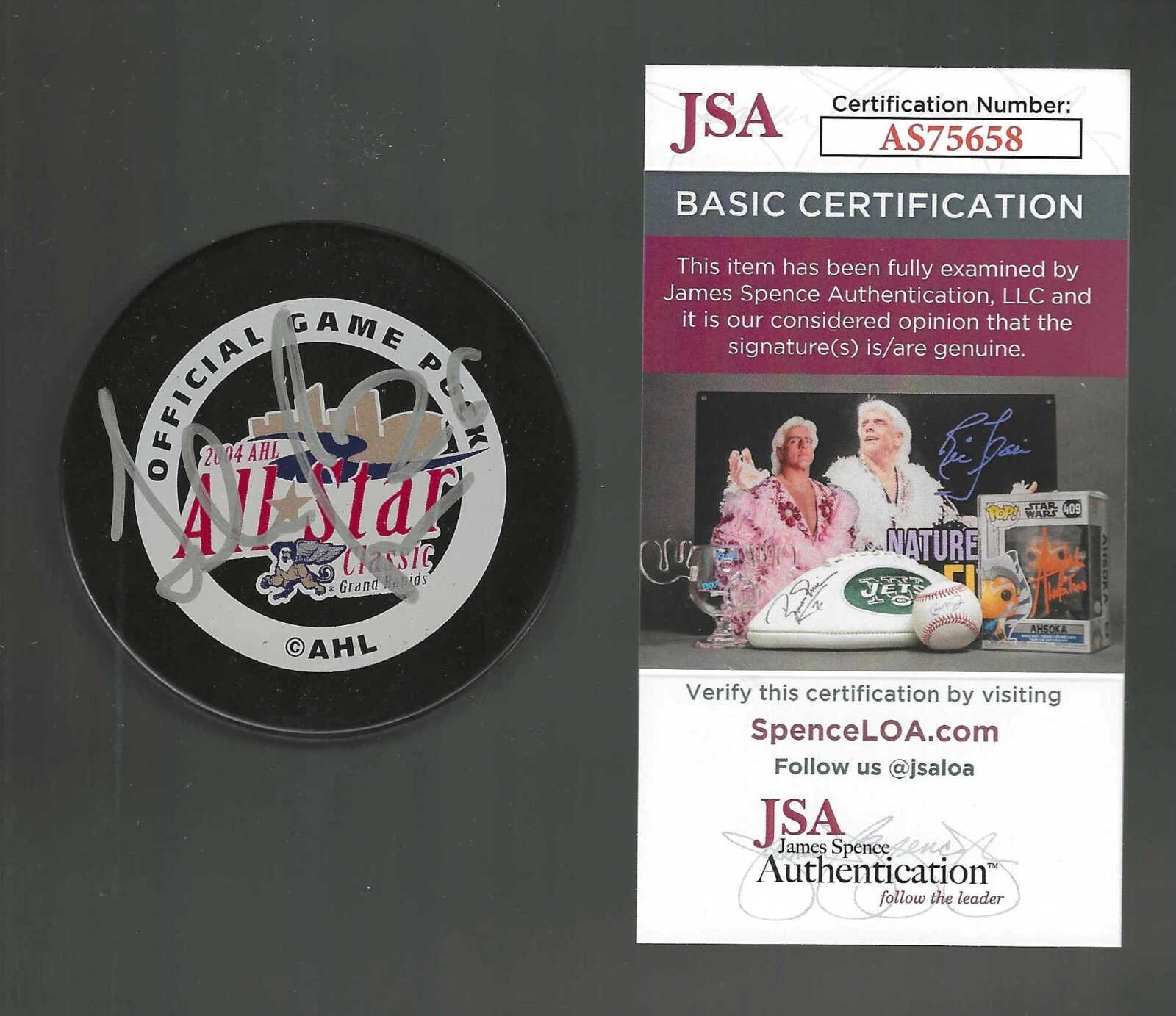 Jiri Hudler Signed 2004 AHL All-Star Official Game Puck Griffins JSA COA