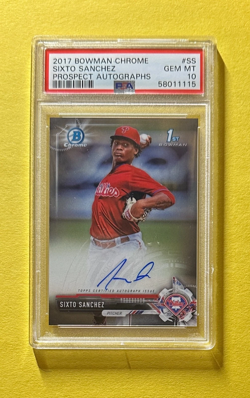 2017 BOWMAN CHROME SIXTO SANCHEZ 1ST BOWMAN AUTO #CPA-SS PSA GEM MT 10
