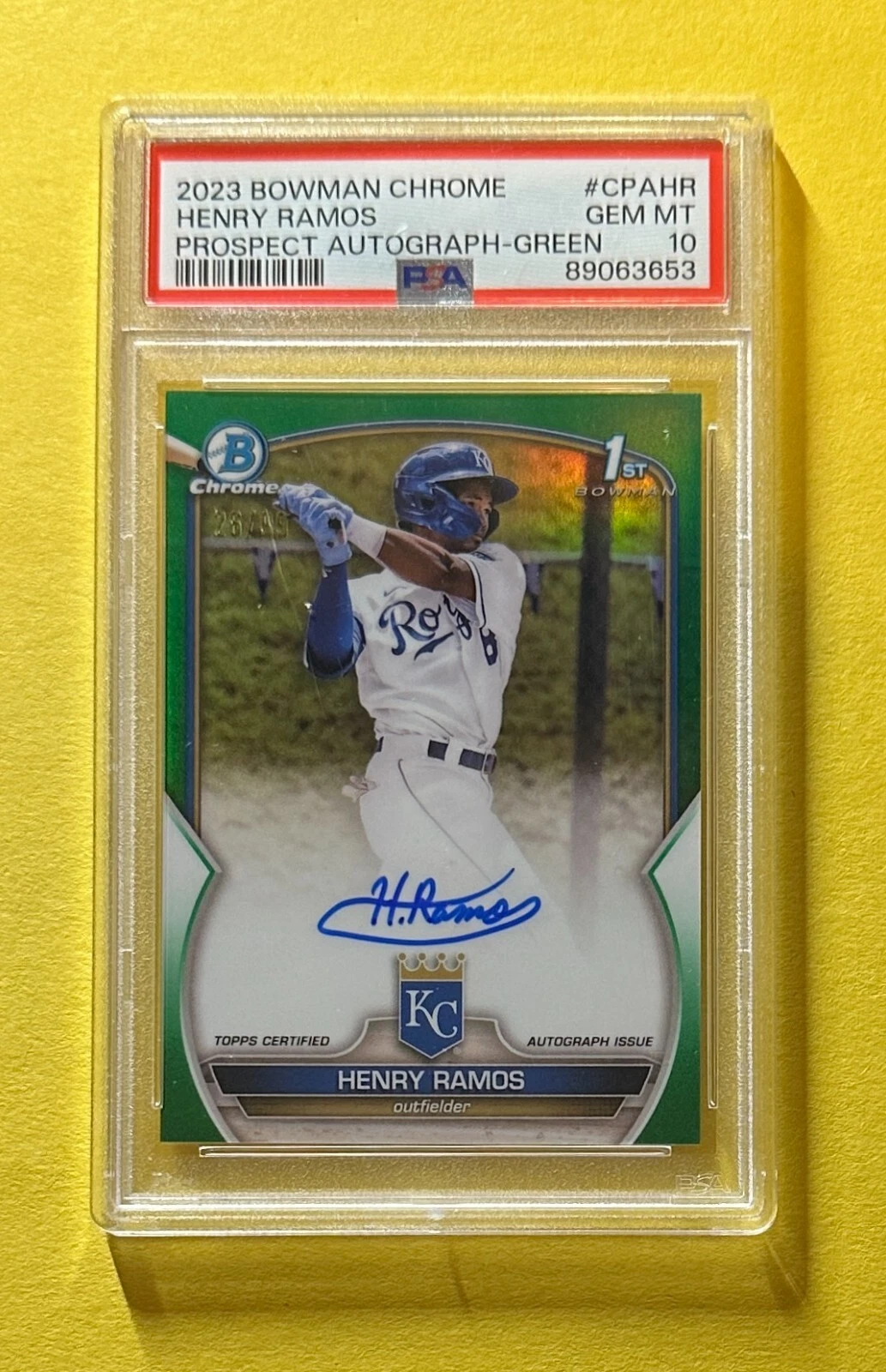 2023 BOWMAN CHROME HENRY RAMOS GREEN REFRACTOR AUTO /99 #CPA-HR PSA GM MT 10