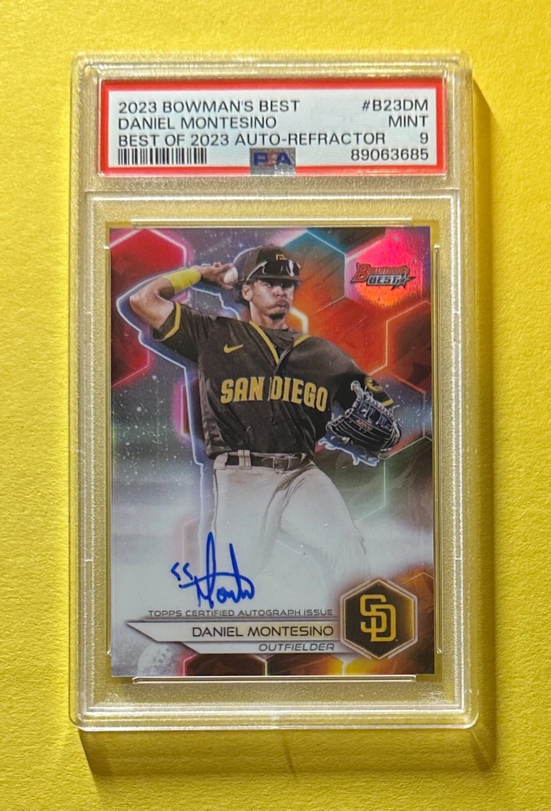 2023 BOWMAN'S BEST DANIEL MONTESINO BEST OF 23 REFRACTOR AUTO #B23-DM PSA MINT 9