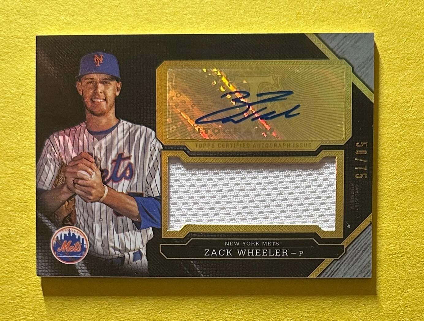 2016 TOPPS TRIPLE THREADS ZACK WHEELER RELIC AUTO /75 #UAJR-ZW METS