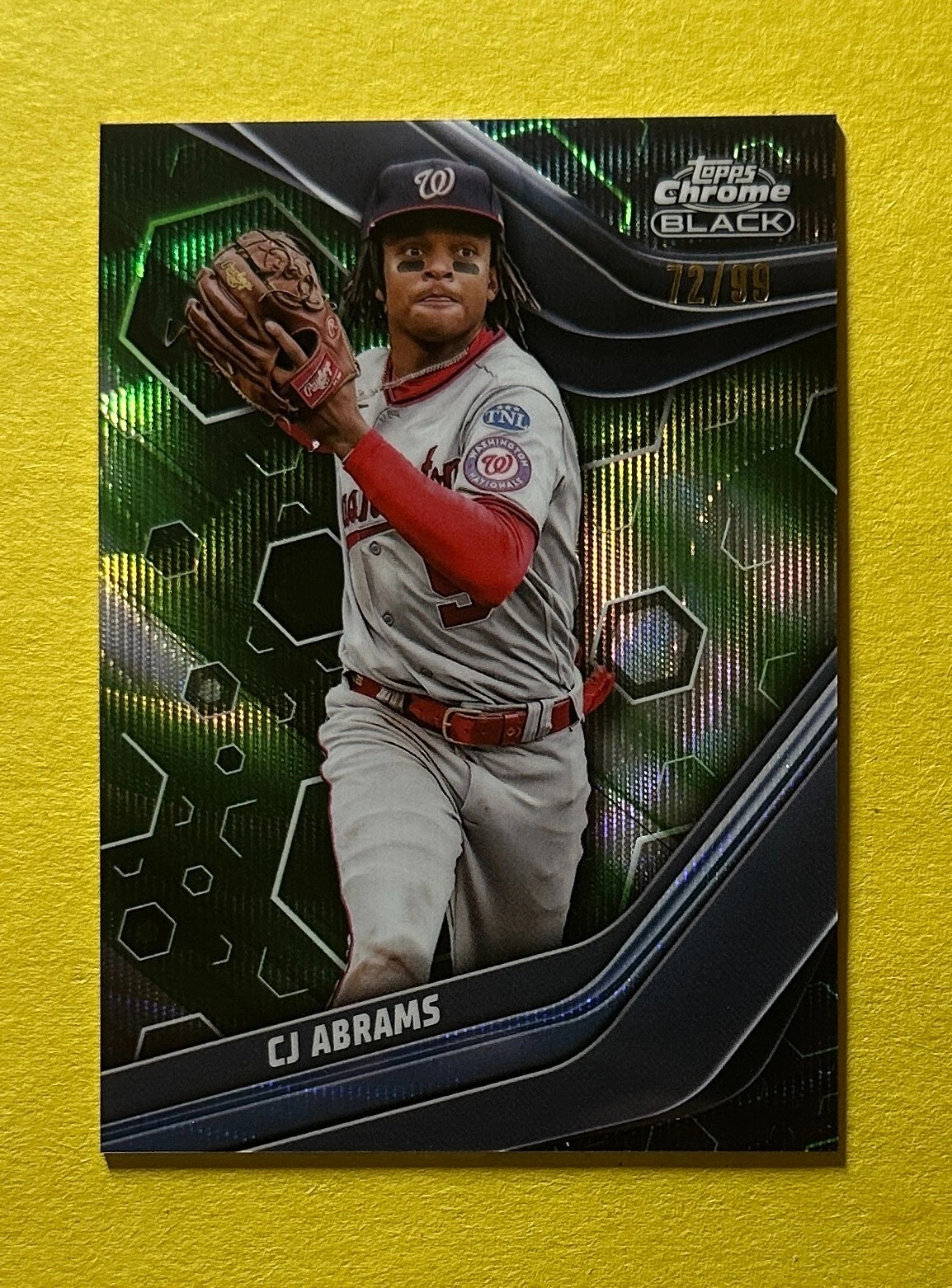 2023 TOPPS CHROME BLACK CJ ABRAMS GREEN WAVE /99 #61 NATIONALS
