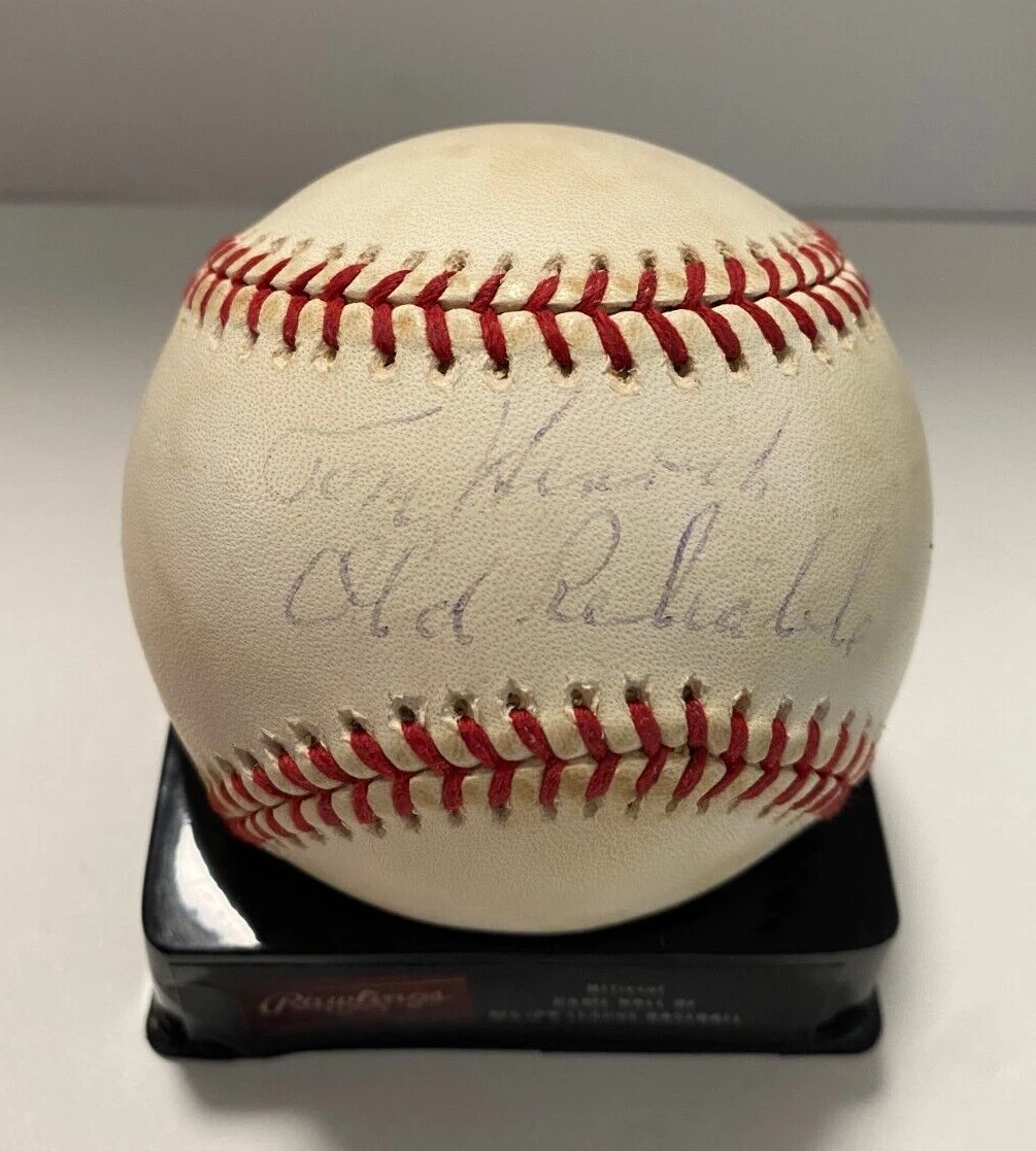 TOMMY HENRICH OLD RELIABLE SIGNED AUTOGRAPHED A.L. BASEBALL PSA BECKETT