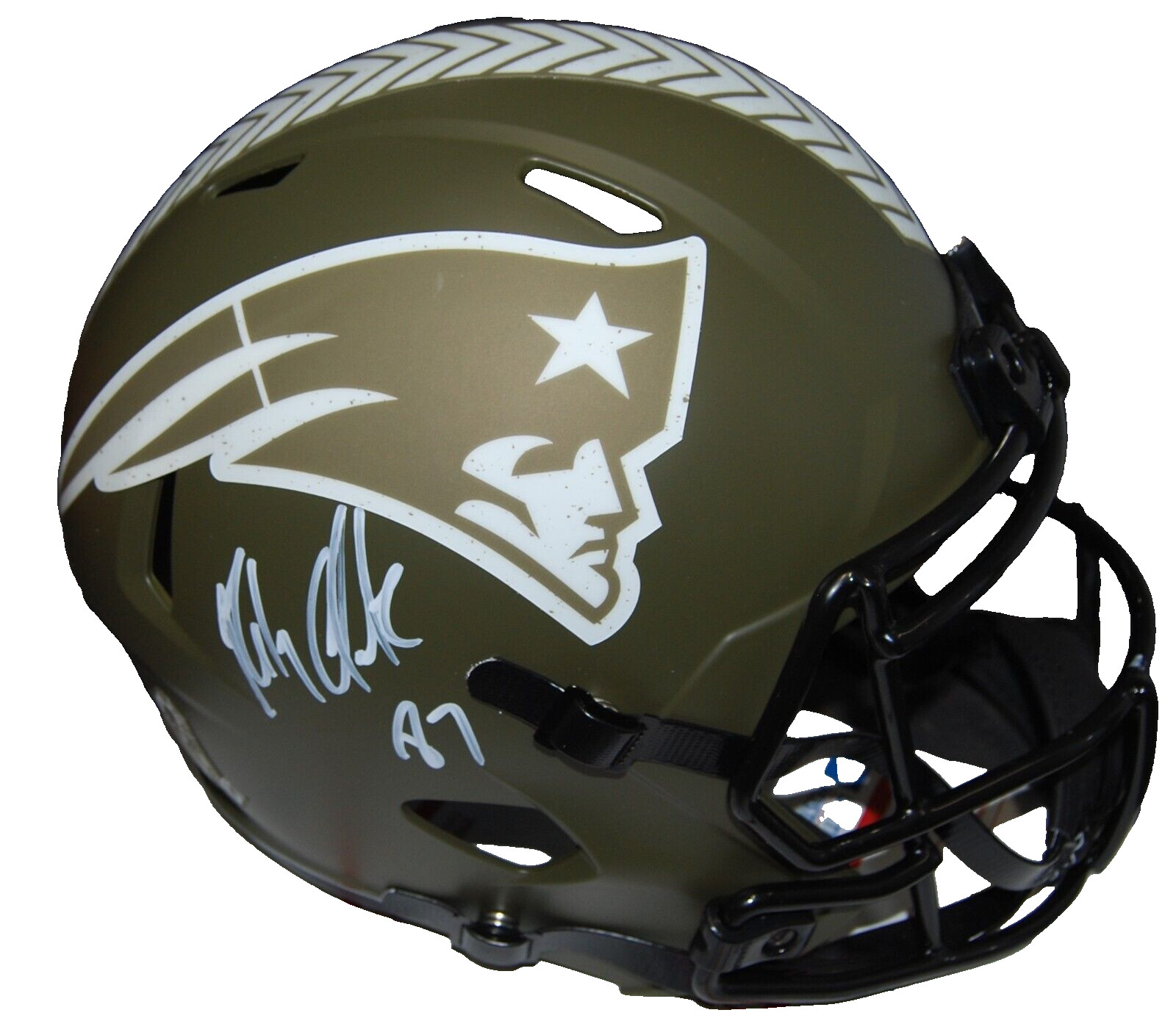 ROB GRONKOWSKI signed (NEW ENGLAND PATRIOTS) F/s Salute To Service helmet PSA