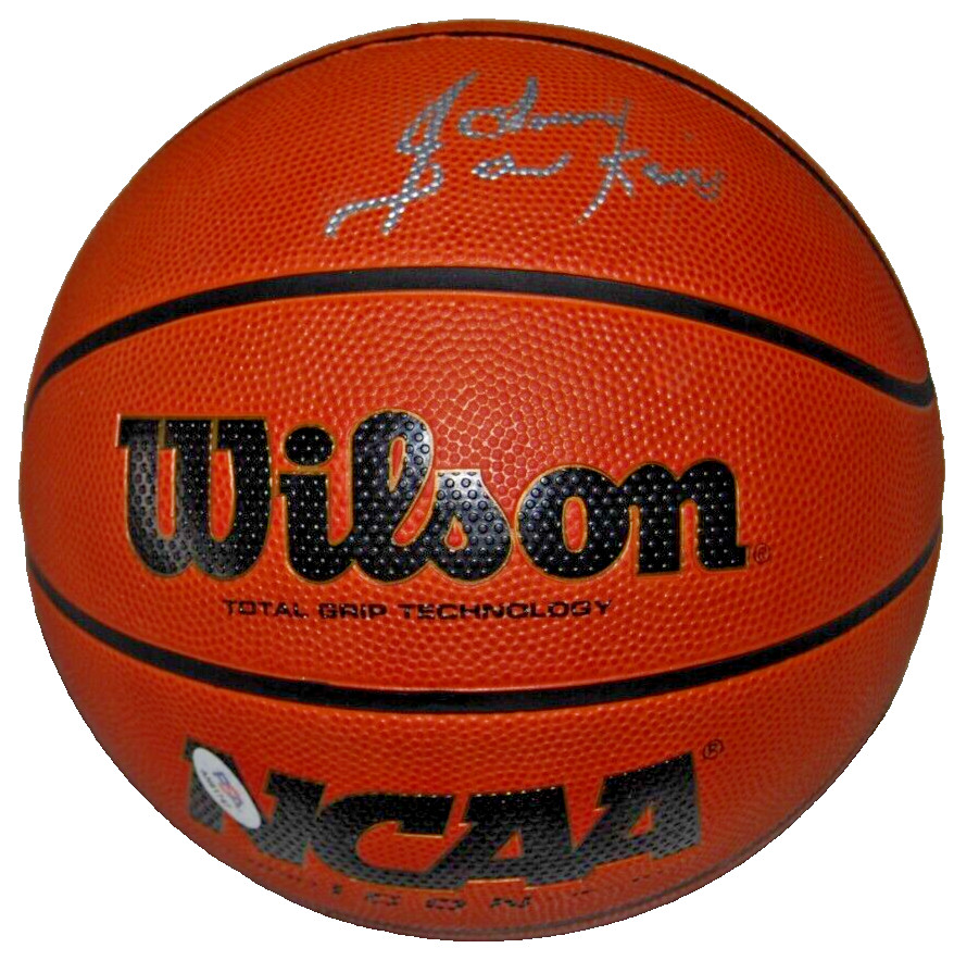 JOHNNY DAWKINS signed (DUKE BLUE DEVILS) WILSON NCAA Rubber basketball PSA/DNA