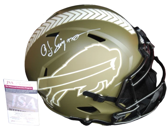 O.J. SIMPSON signed (BUFFALO BILLS) SALUTE TO SERVICE F/S helmet JSA WA221848