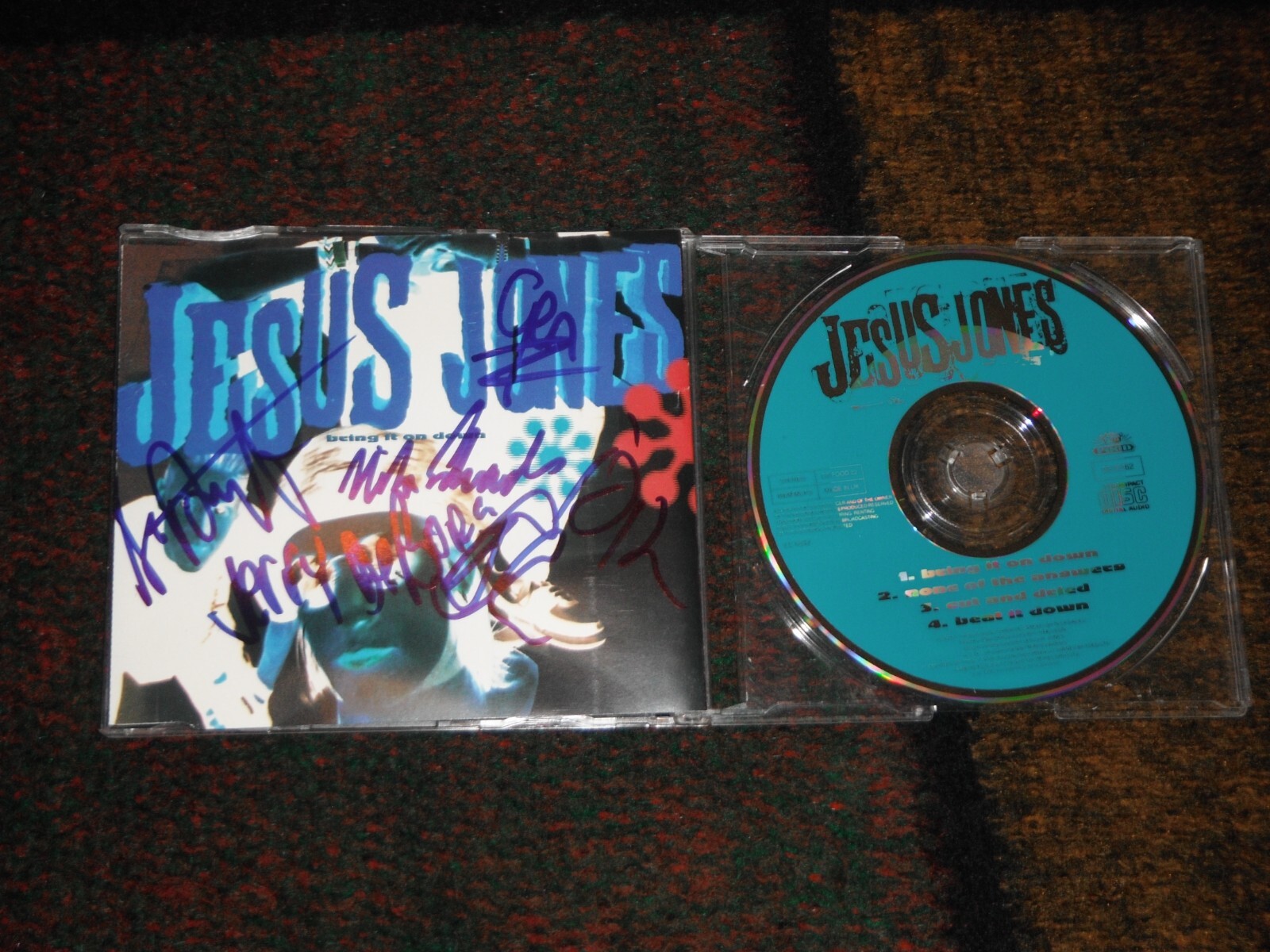 JESUS JONES GROUP SIGNED BRING IT ON DOWN CD COVER
