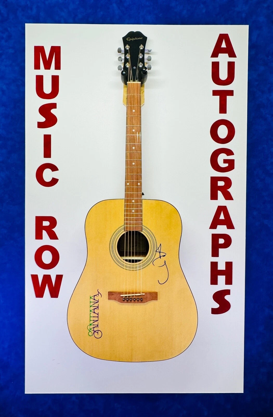 CARLOS SANTANA Signed Autograph Epiphone Acoustic Guitar JSA LOA w/graphics
