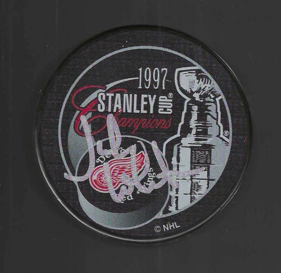 John Wharton Signed Detroit Red Wings 1997 Stanley Cup Champions Puck