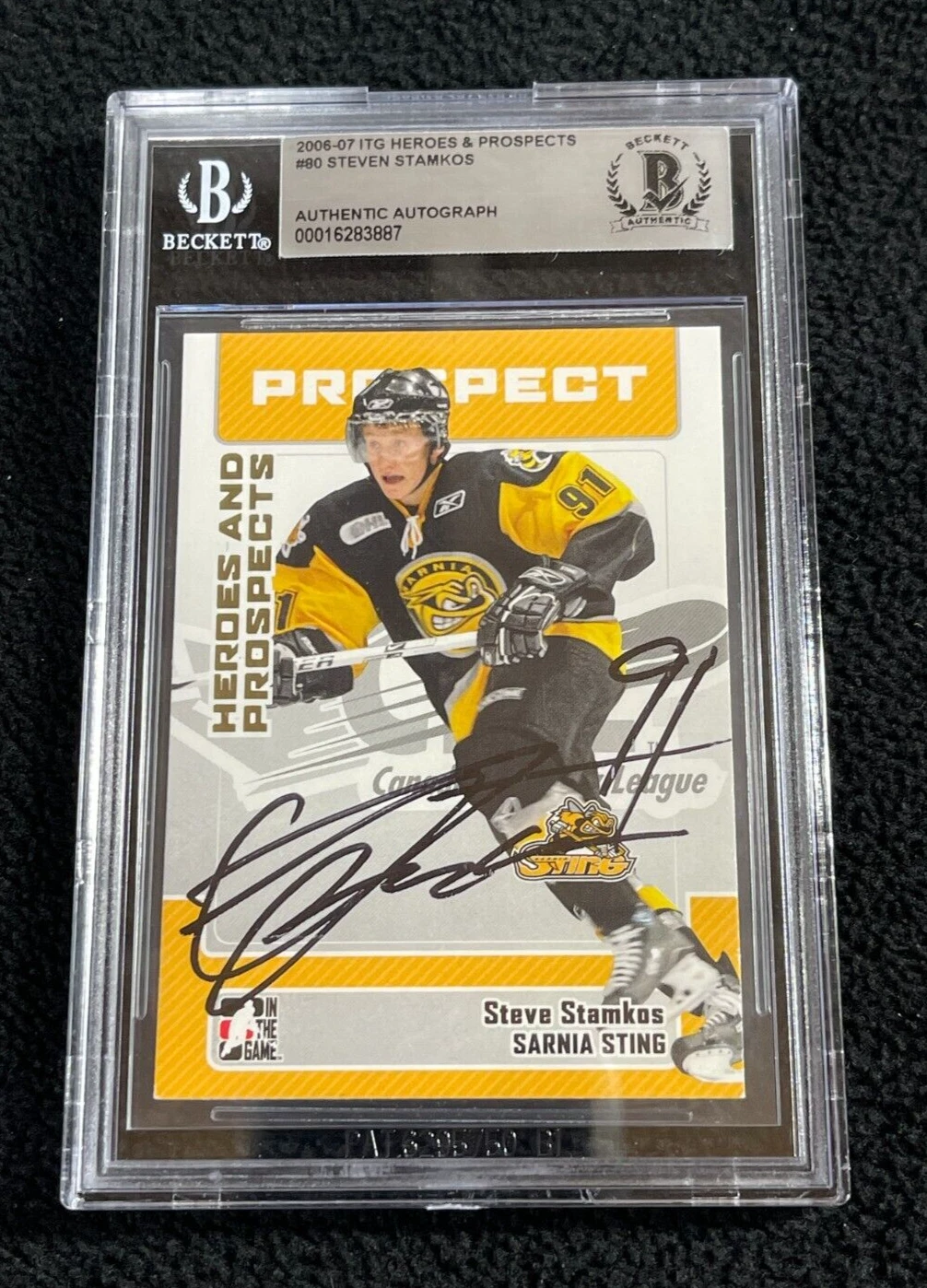 Steven Stamkos Signed 2006/07 ITG Heroes and Prospects Card #80 BAS Certified