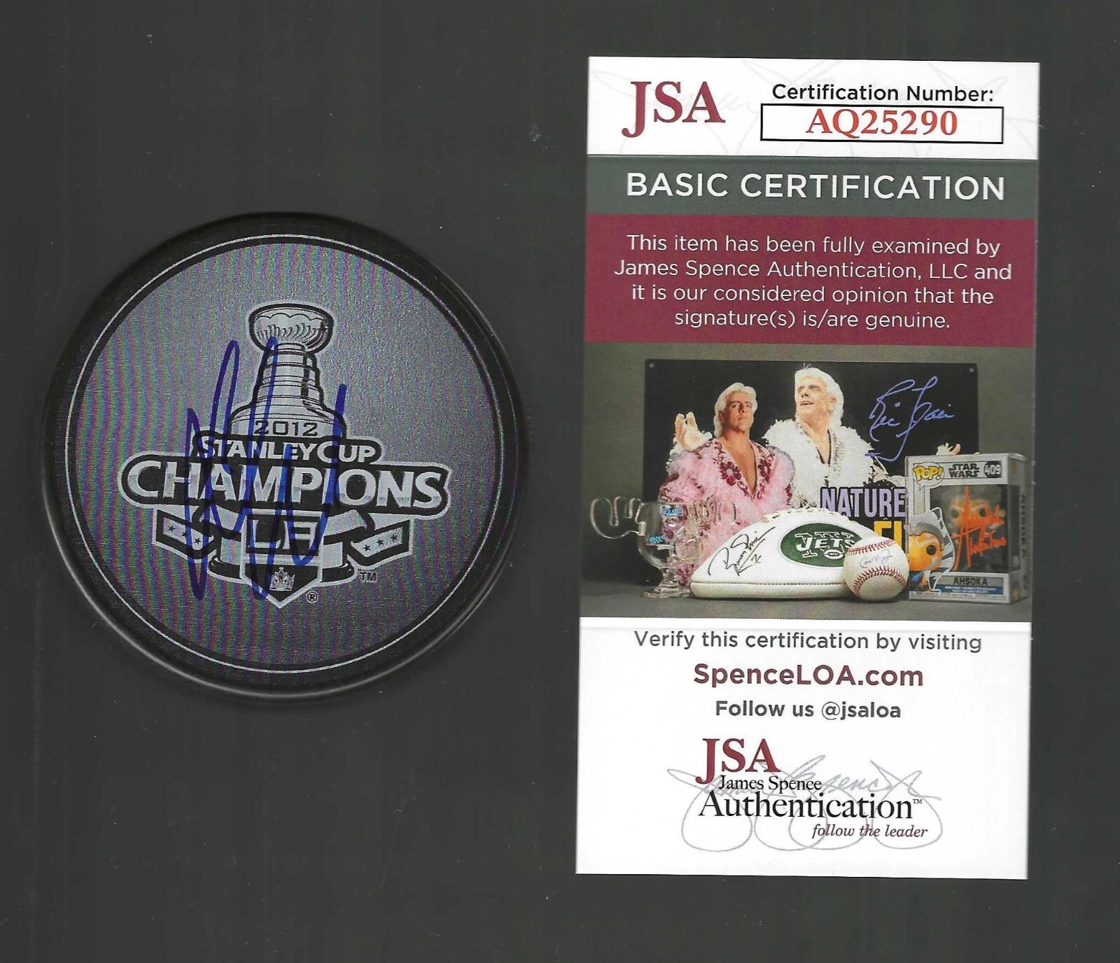Jeff Carter Signed Los Angeles Kings 2012 Stanley Cup Champions Puck JSA COA LA