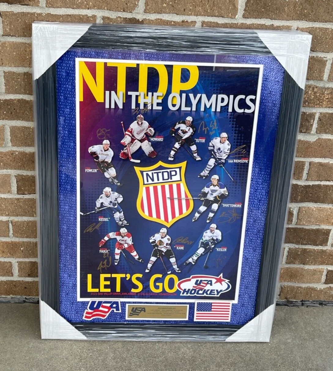 2014 Winter Olympics USA NTDP Alumni Multi-Signed Framed SGA Poster JSA COA