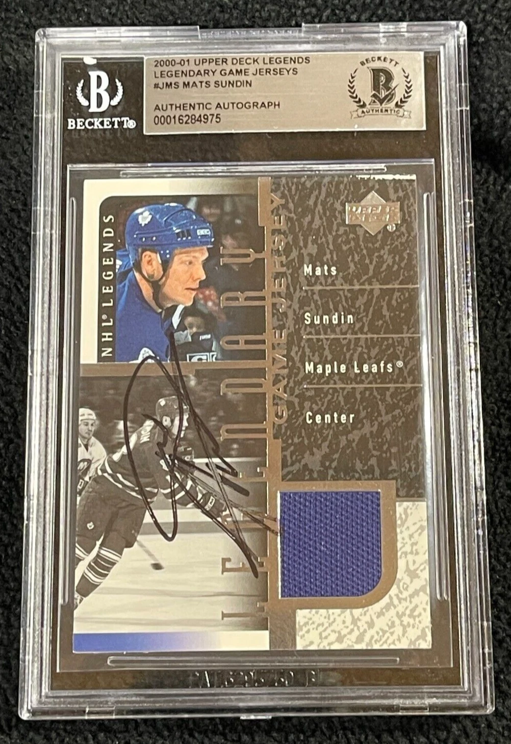 Mats Sundin Signed 2000/01 UD Legends Legendary Game Jerseys Card BAS Certified