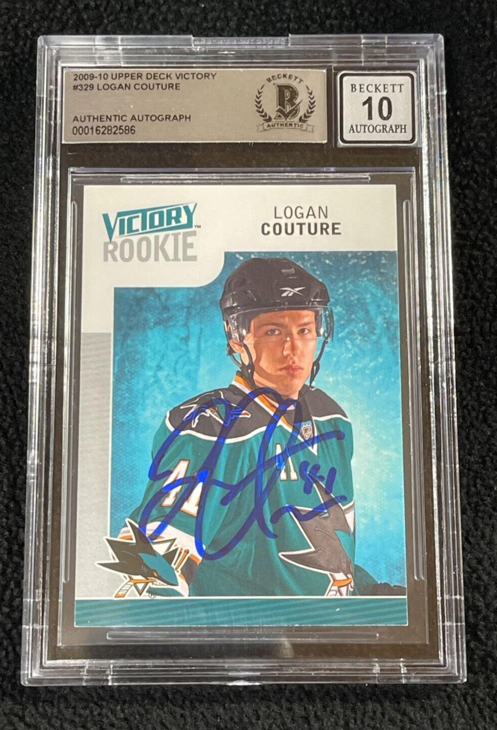 Logan Couture Signed 2009/10 Victory Rookie Card #329 BAS Auto Grade 10