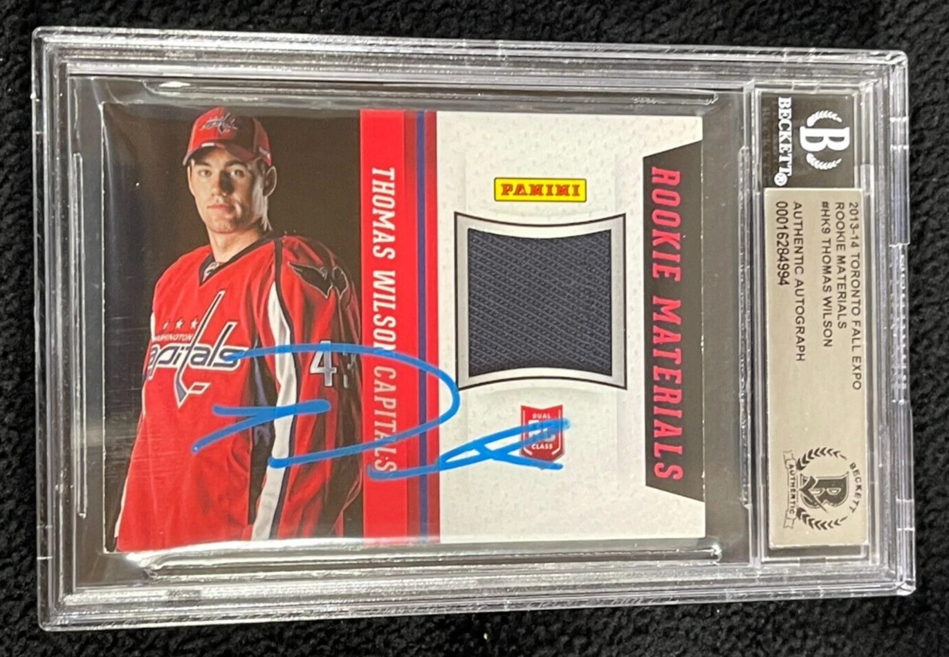 Tom Wilson Signed 2013/14 Panini Rookie Materials Card #HK9 BAS Certified