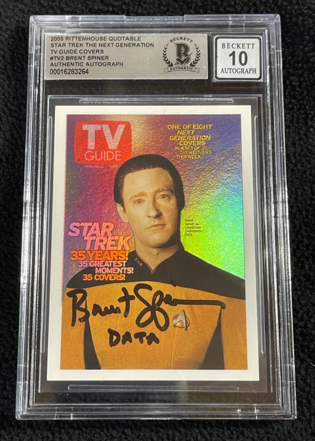 Brent Spiner Signed 2006 Star Trek TNG TV Guide Card #TV2 BAS Auto Grade 10