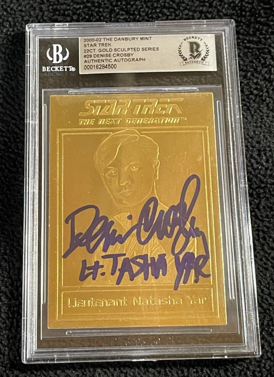 Denise Crosby Signed 2001 Star Trek TNG Danbury Mint 22k Gold Card BAS Certified