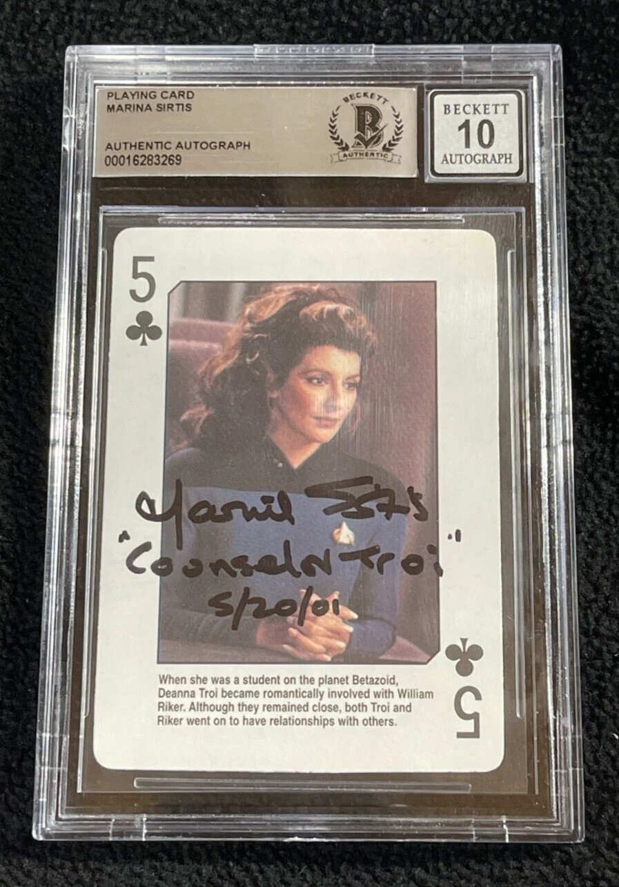 Marina Sirtis Signed Troi Star Trek TNG Playing Card BAS Certified Auto Grade 10
