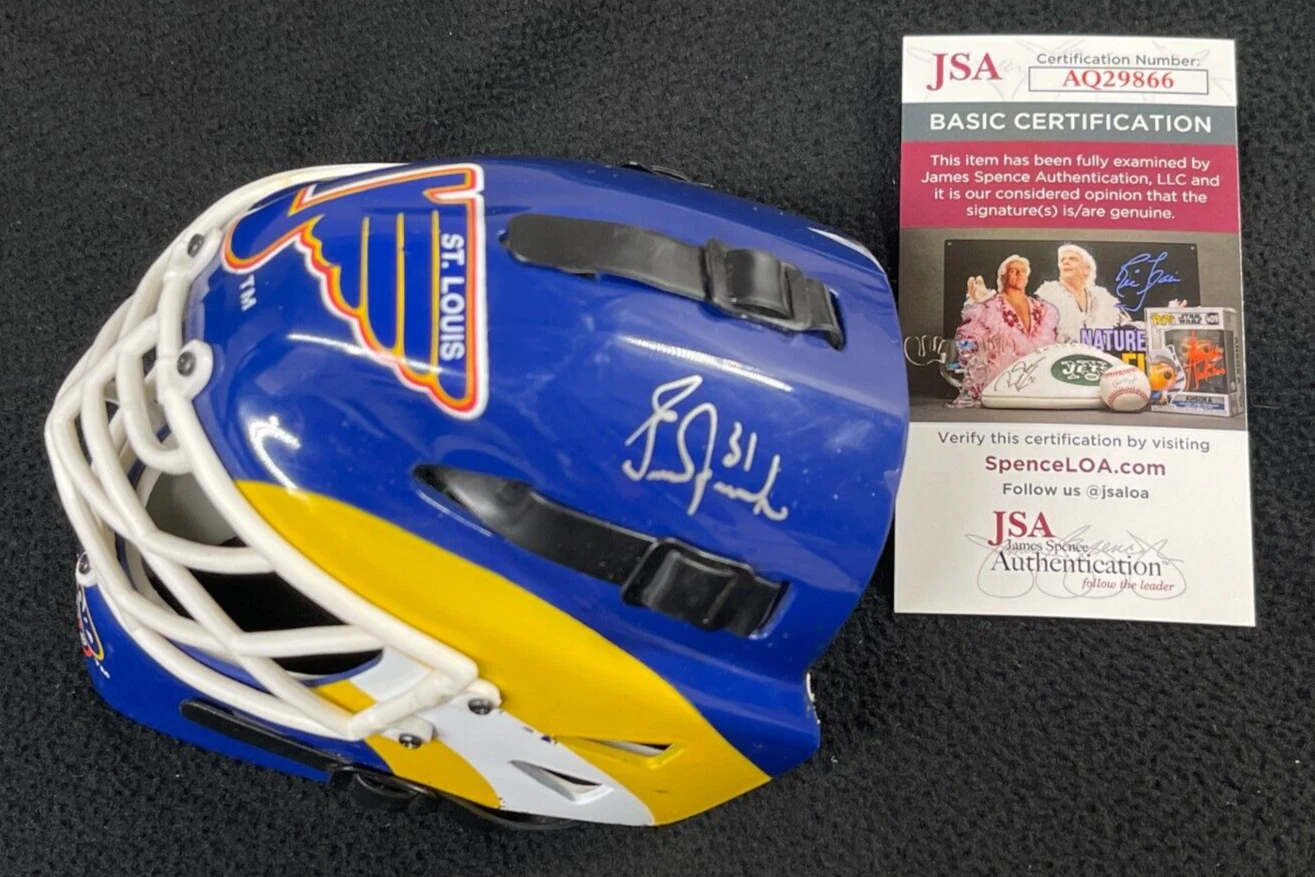 Grant Fuhr Signed St Louis Blues Riddell Mini Goalie Mask JSA COA