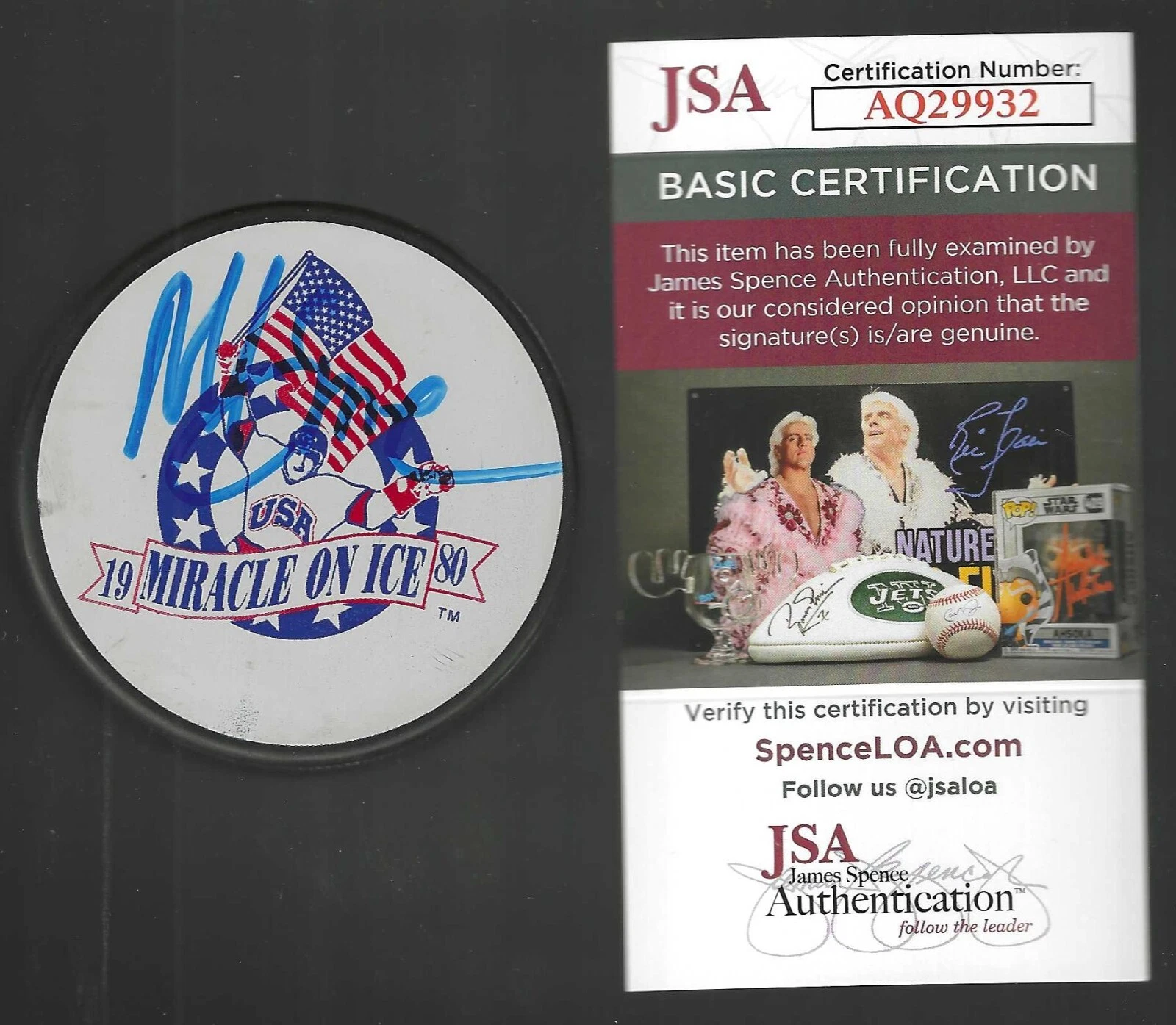 Mike Eruzione Signed 1980 Olynpics Miracle On Ice USA Gold Medal Puck JSA COA