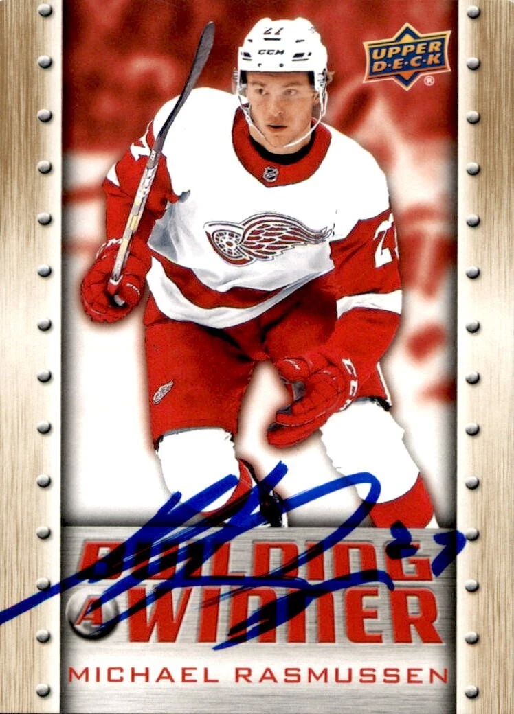 Michael Ramussesn Signed 2019/20 UD Tim Hortons Card #BW-4 Detroit Red Wings