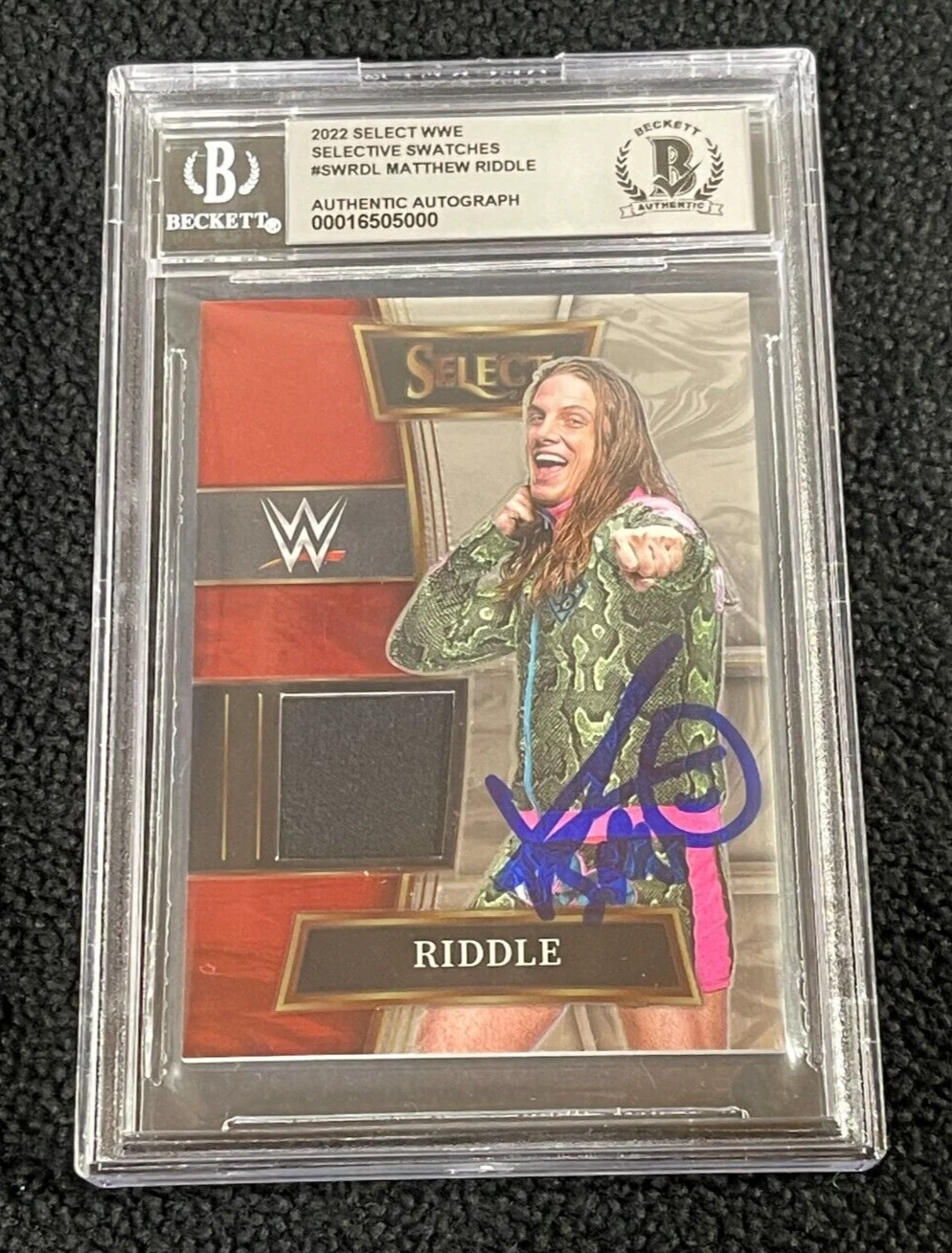 Matt Riddle Signed 2022 WWE Select Selective Swatches Card BAS Certified Auto 10