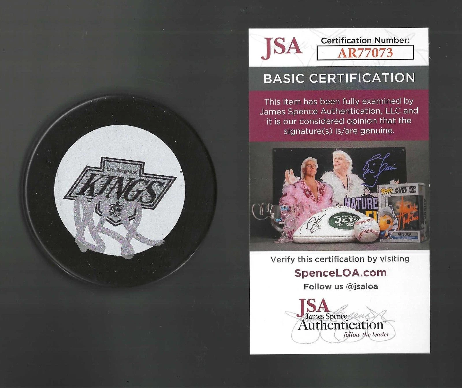 Rob Blake Signed Los Angeles Kings Vintage Logo Puck JSA COA
