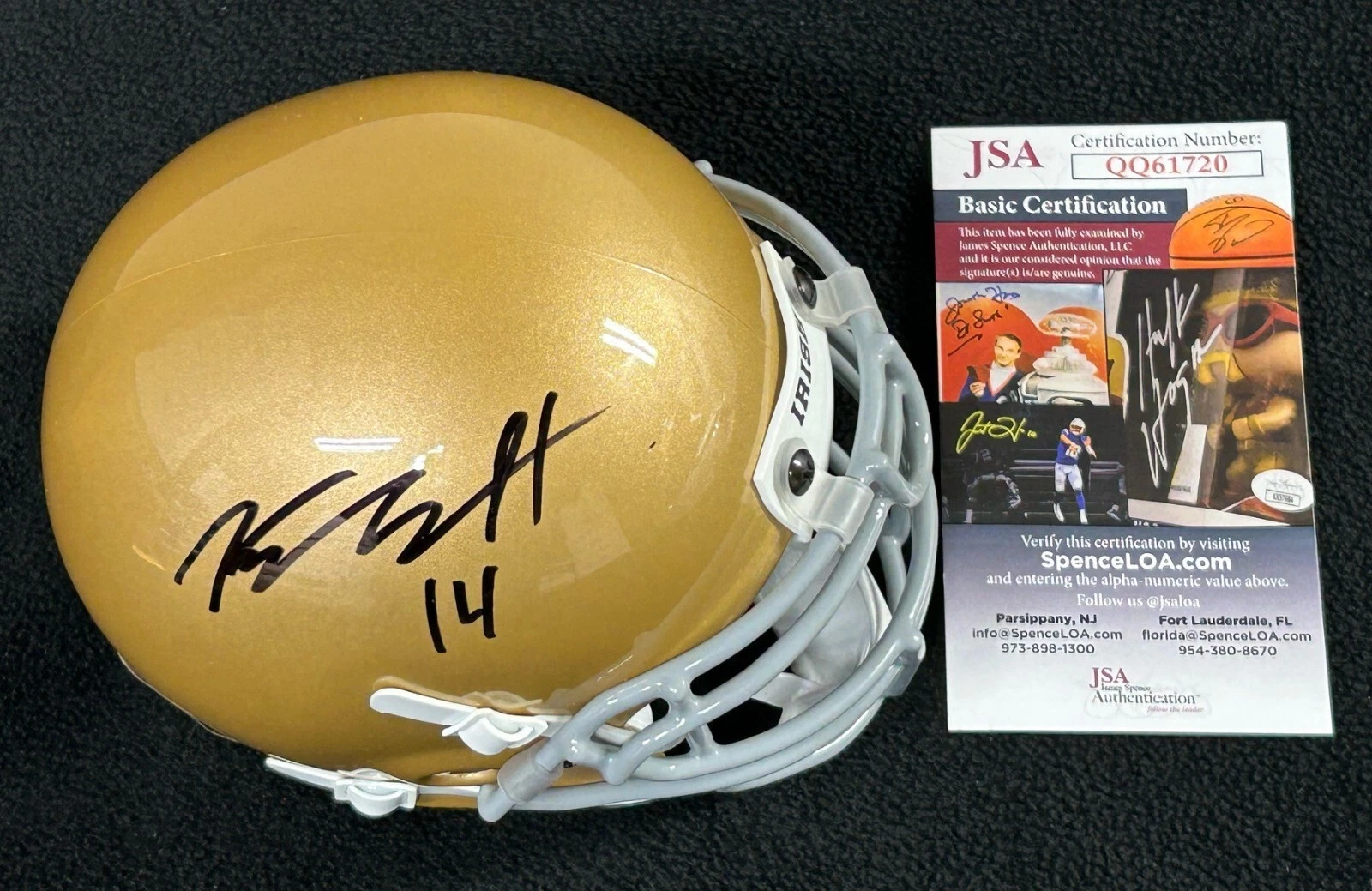 Kyle Hamilton Signed Notre Dame Fighting Irish Mini Helmet JSA COA