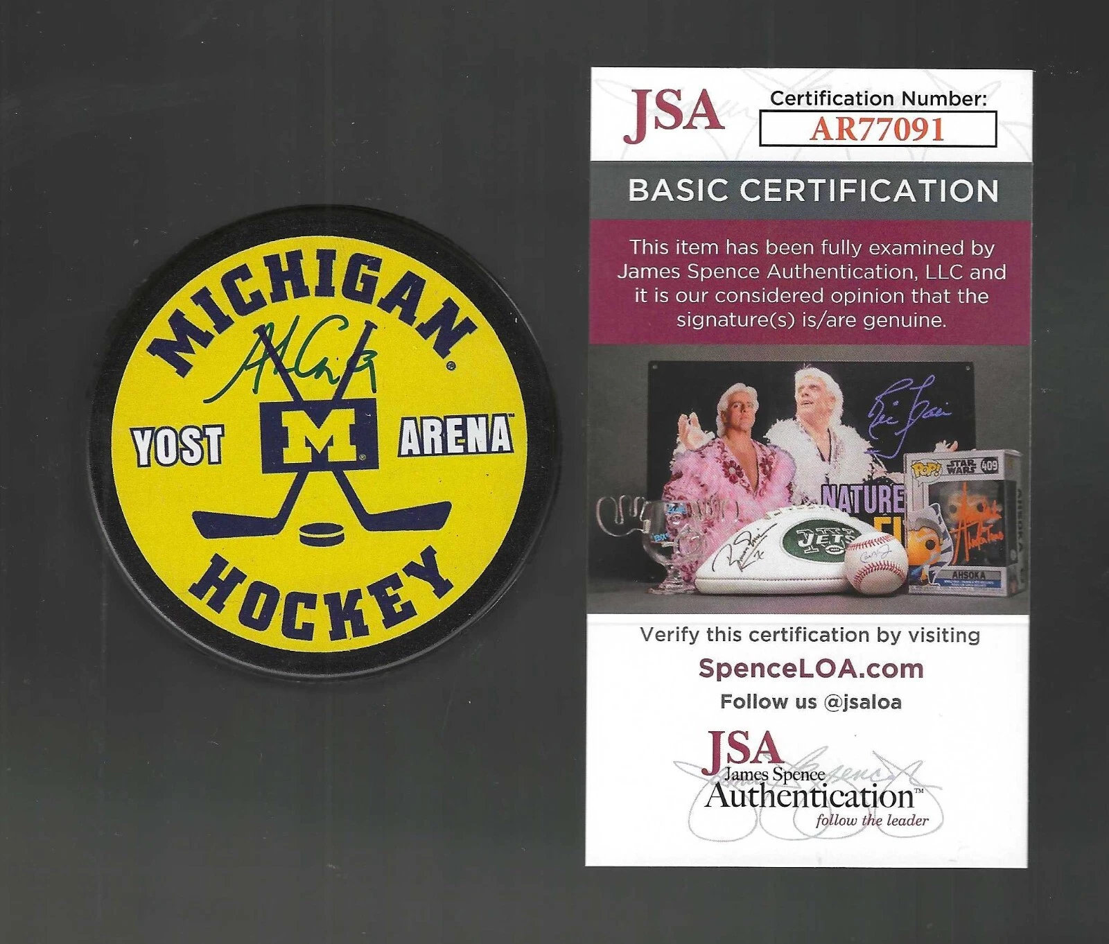 ANDREW COPP SIGNED IN BLUE MICHIGAN WOLVERINES PUCK JSA COA DETROIT RED WINGS COLLECTIBLE MEMORABILIA