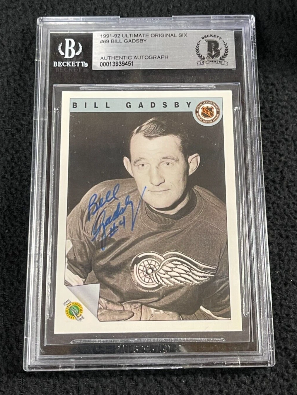 Bill Gadsby Signed 1991/92 Ultimate Original 6 Card Beckett Certified Wings