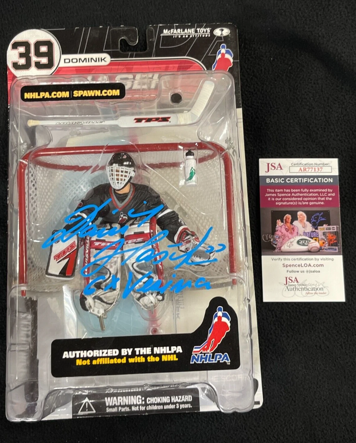 Dominik Hasek Signed & Inscribed 6x Vezina Buffalo Sabres McFarlane Figure JSA