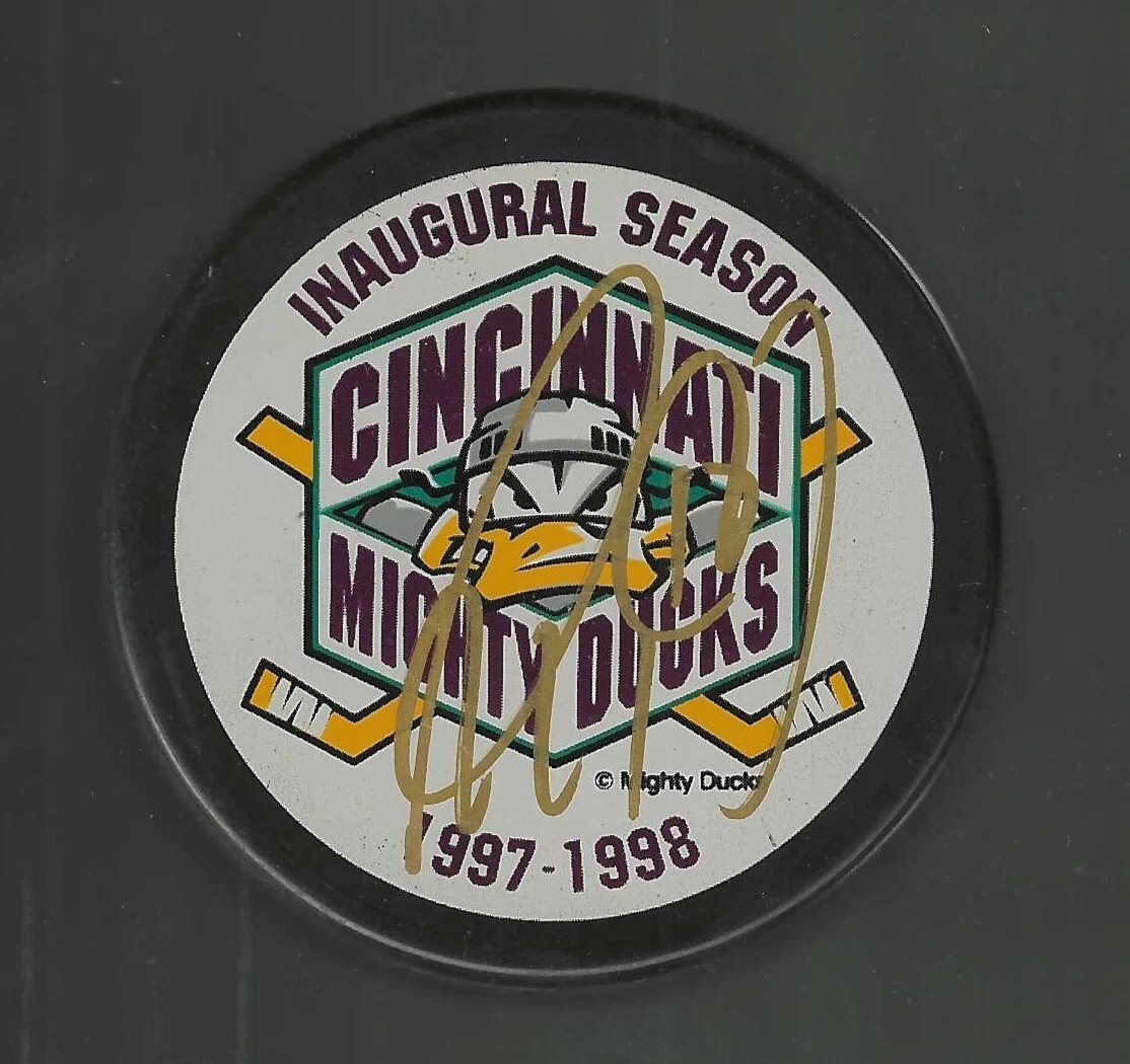 Richard Park Signed Cincinnati Mighty Ducks Inaugural Season Puck Minnesota Wild