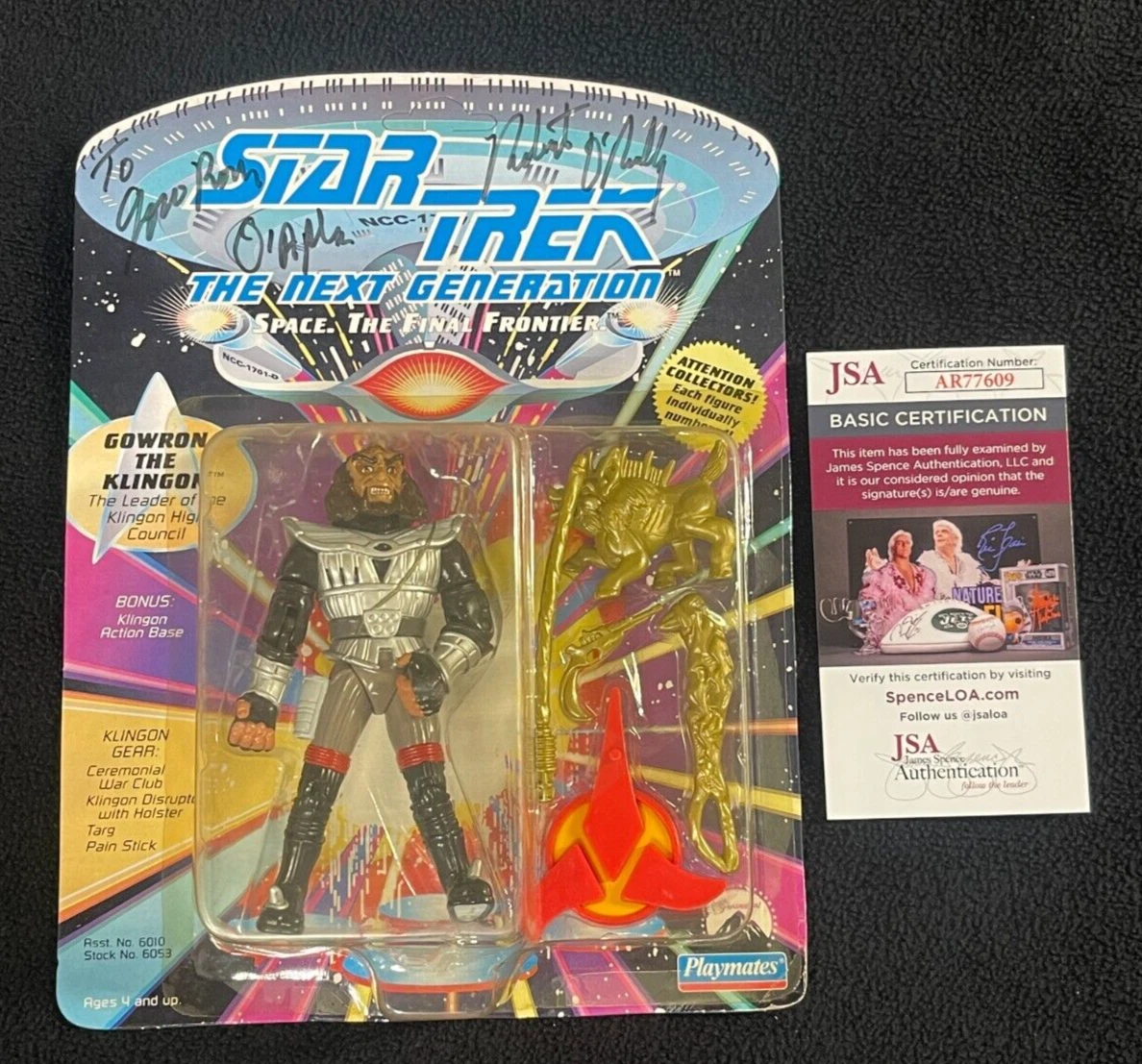 Robert O'Reilly Signed Inscribed Star Trek TNG Gowron Action Figure JSA COA