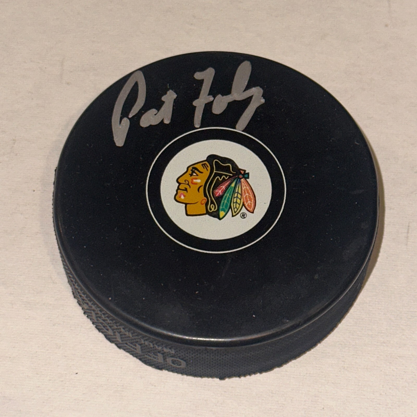 PAT FOLEY Signed Chicago BLACKHAWKS Puck Beckett Authenticated BAS