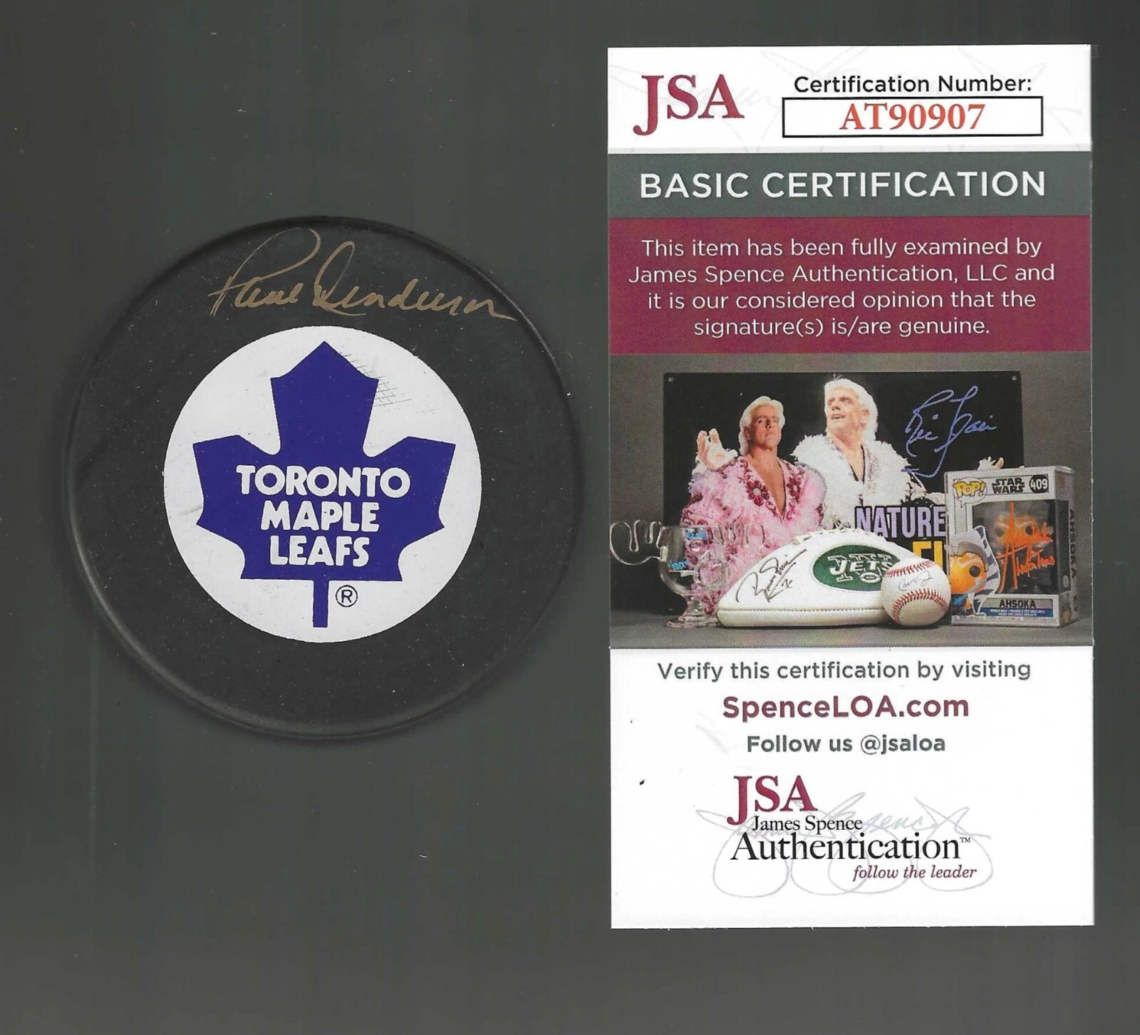 Paul Henderson Signed Toronto Maple Leafs Trench Puck JSA COA