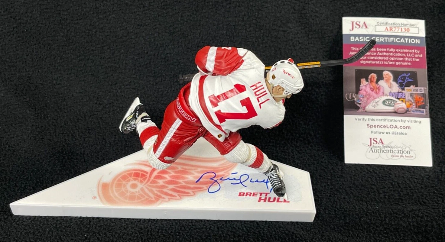 Brett Hull Signed Detroit Red Wings White McFarlane Figure JSA COA