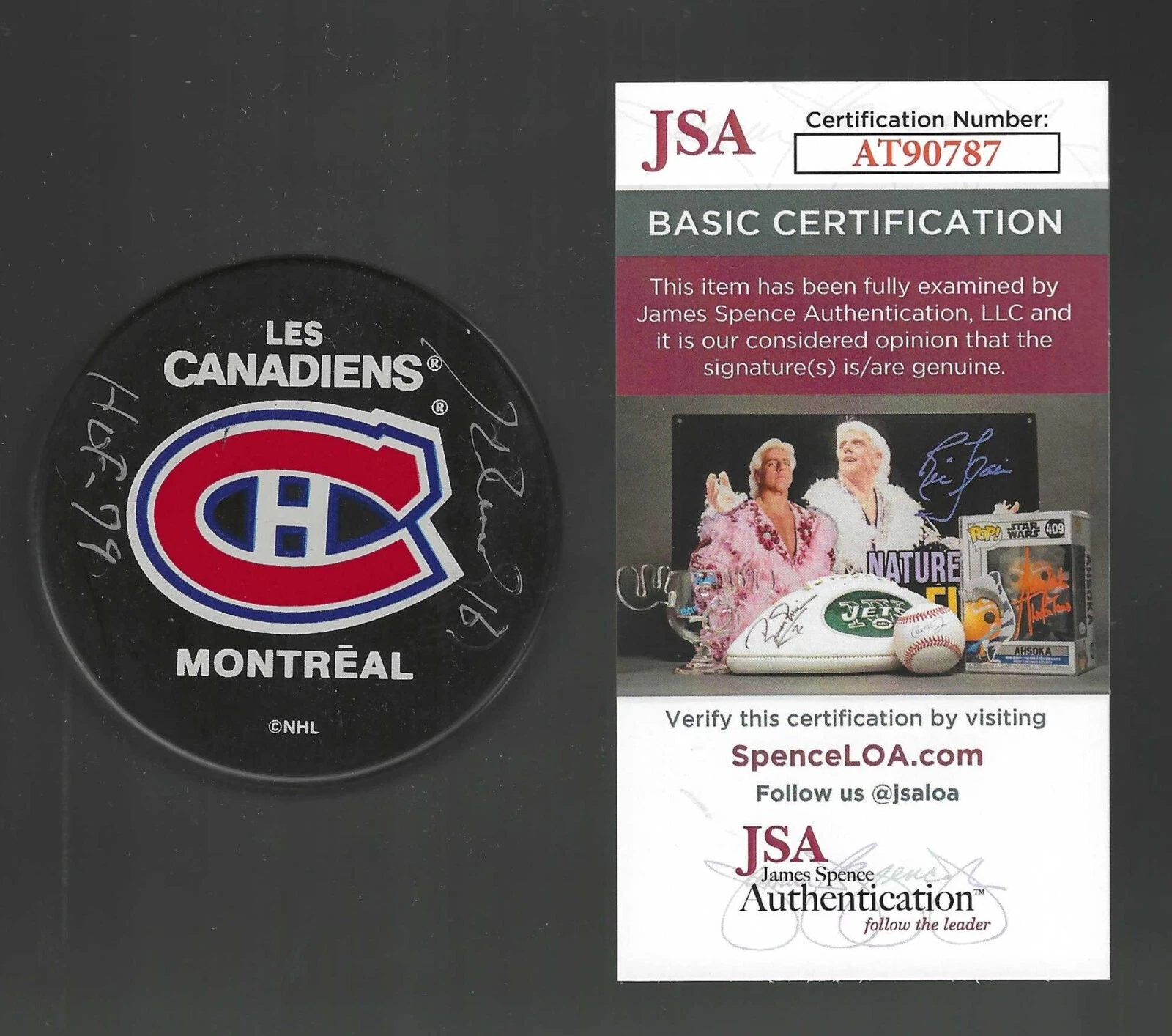 Henri Richard Signed & Inscribed Montreal Canadiens Souvenir Puck JSA