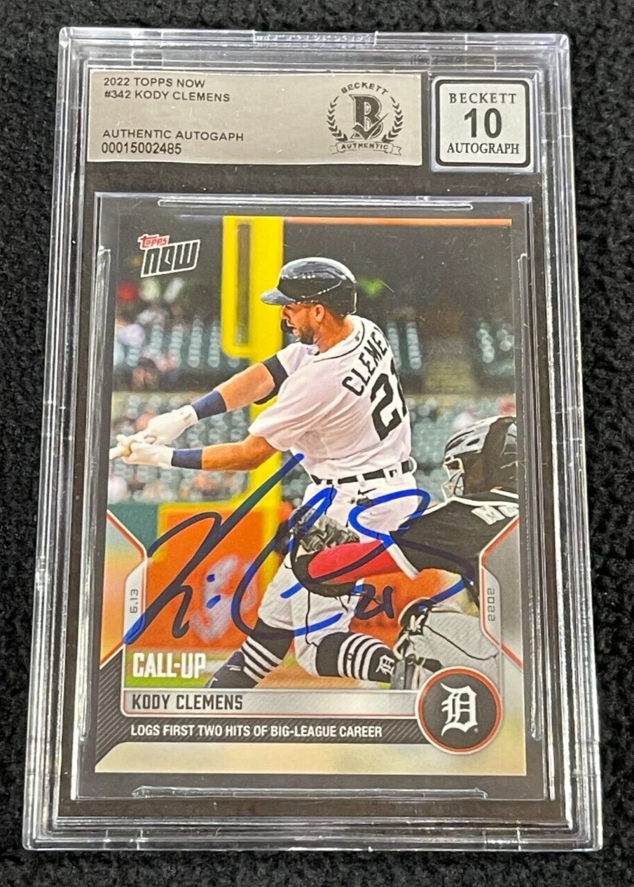 Kody Clemens Signed 2022 Topps Now Card #342 BAS Certified Tigers Auto Grade 10