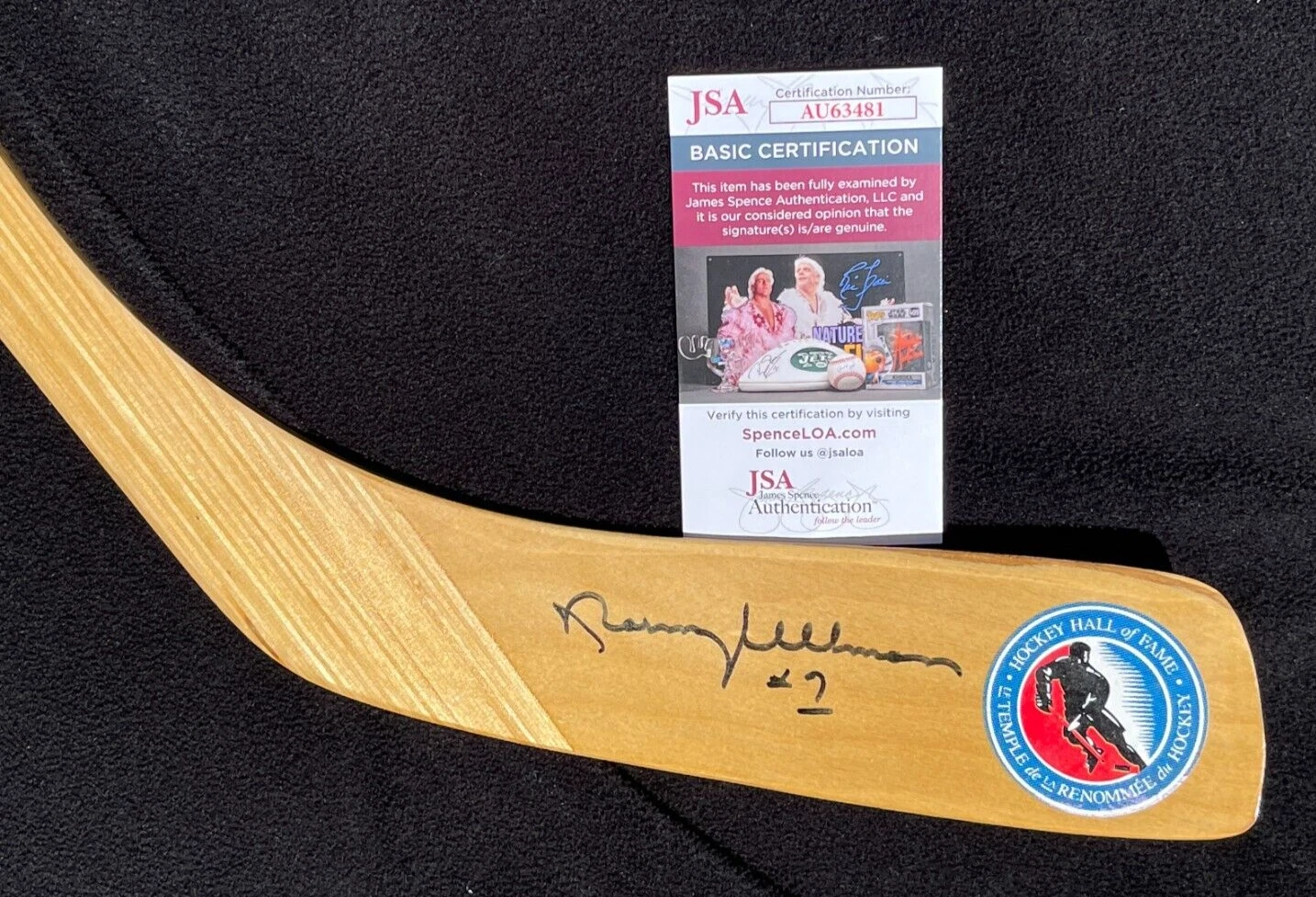 Norm Ullman Signed Detroit Red Wings Hall Of Fame Stats Stick JSA COA