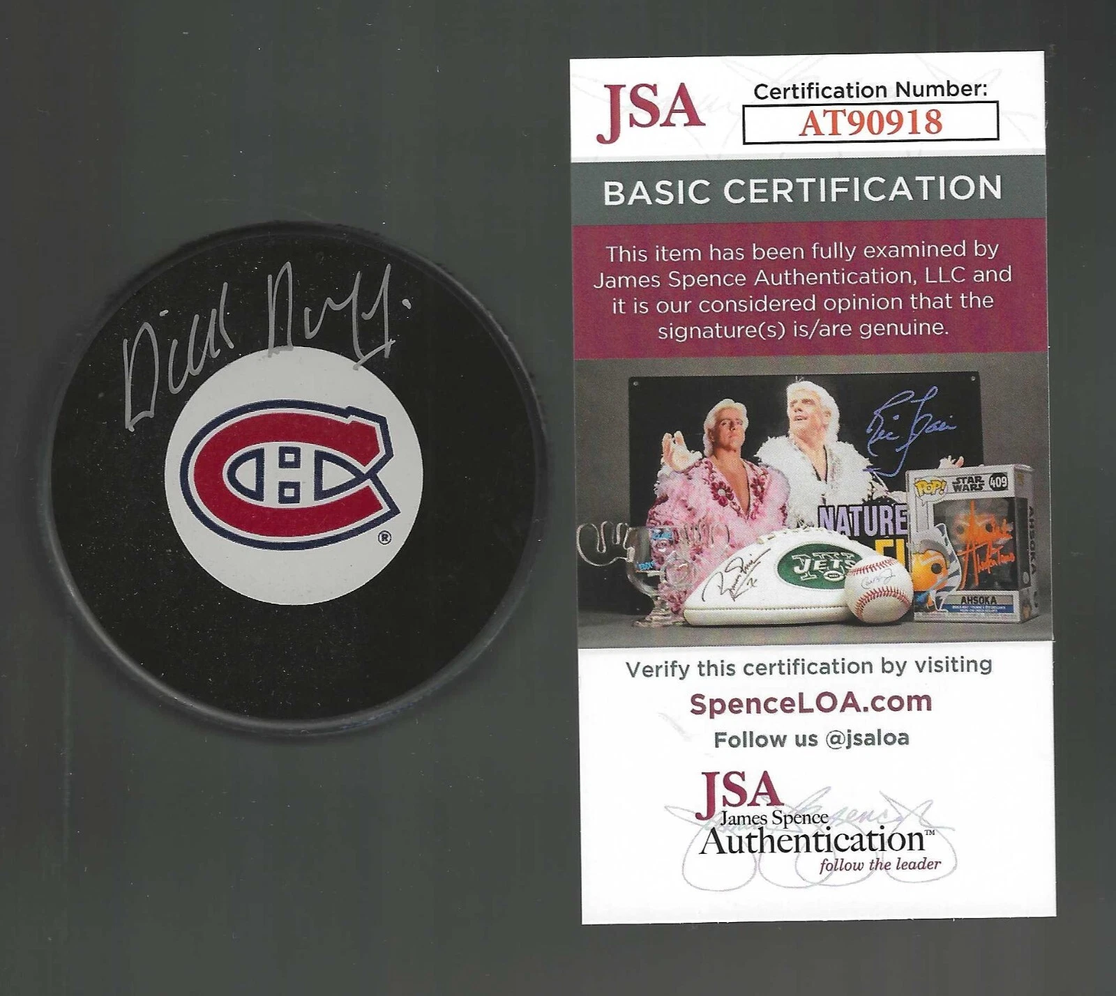 Dick Duff Signed Montreal Canadiens Puck JSA COA