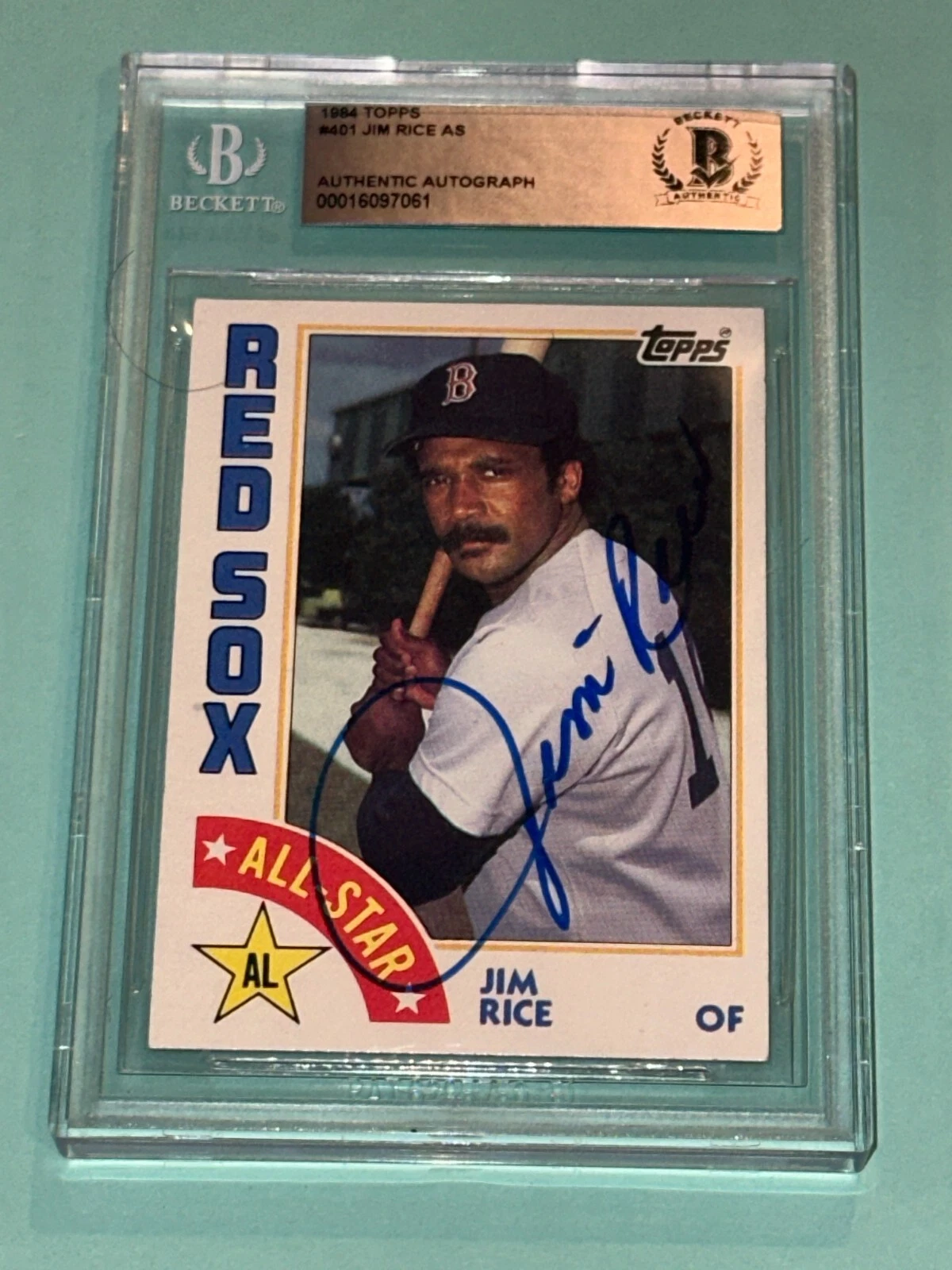 JIM RICE Signed 1984 TOPPS Card #401 Beckett Authenticated BAS