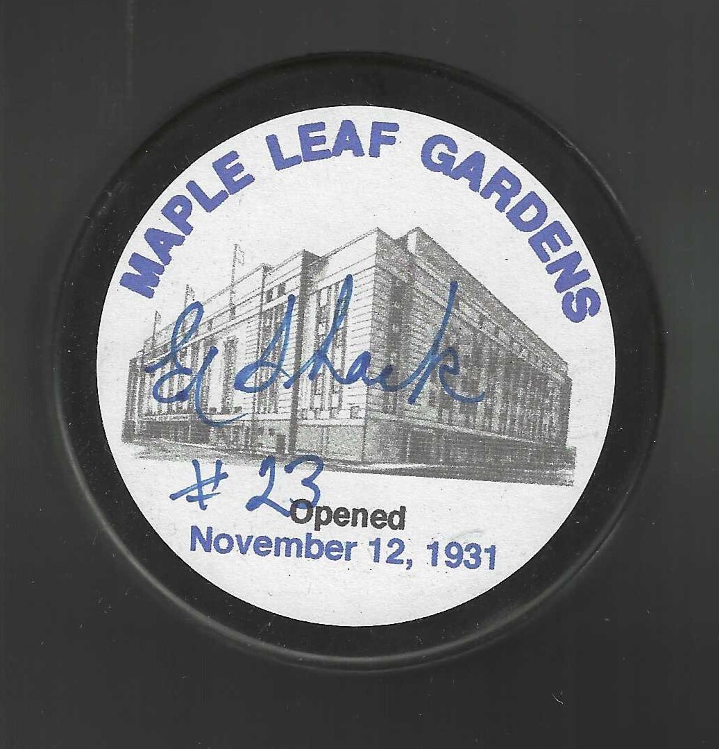 Eddie Shack Signed Toronto Maple Leafs Maple Leaf Gardens Puck Beckett COA