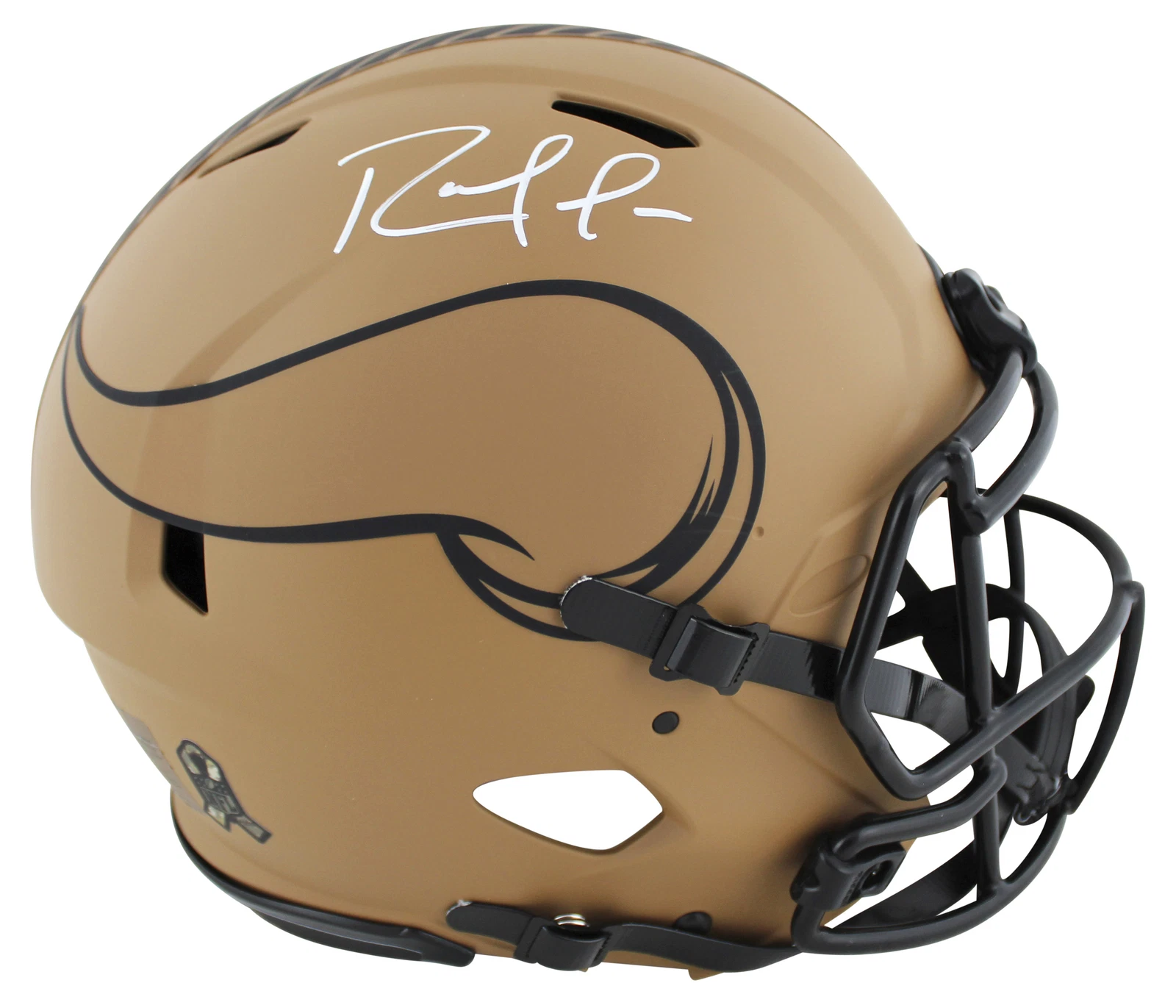 VIKINGS RANDY MOSS SIGNED SALUTE TO SERVICE II F/S SPEED PROLINE HELMET BAS WIT COLLECTIBLE MEMORABILIA