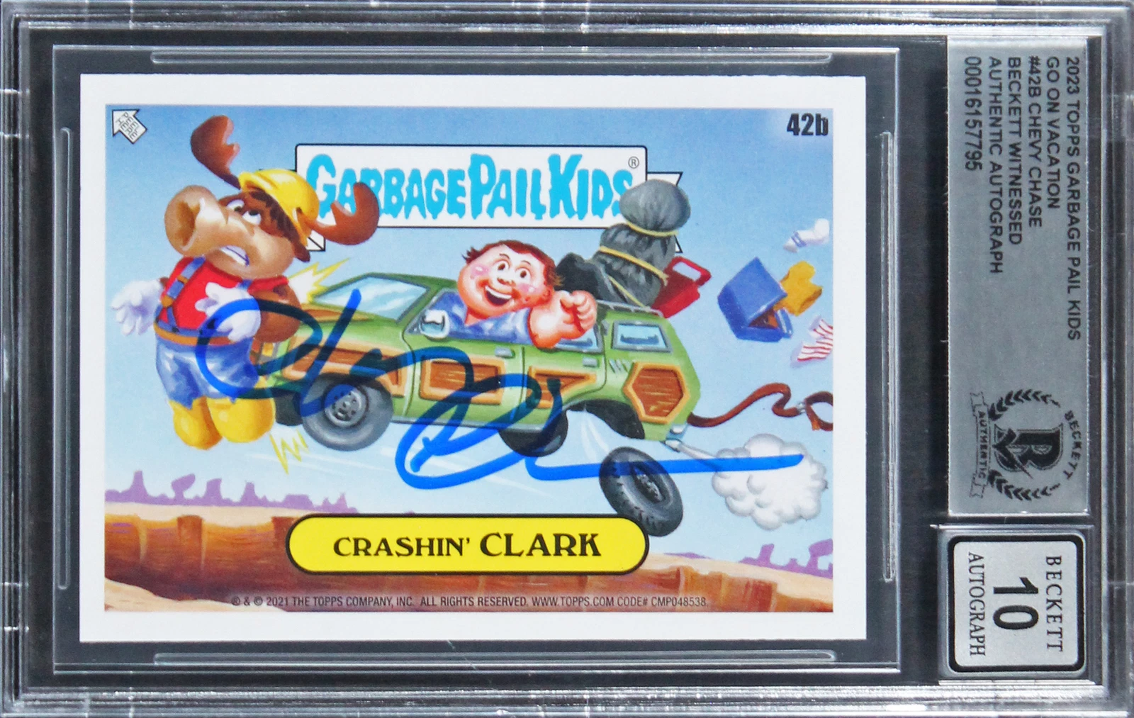Chevy Chase Signed 2023 Topps Garbage Pail Kids #42B Card Auto 10! BAS Slabbed