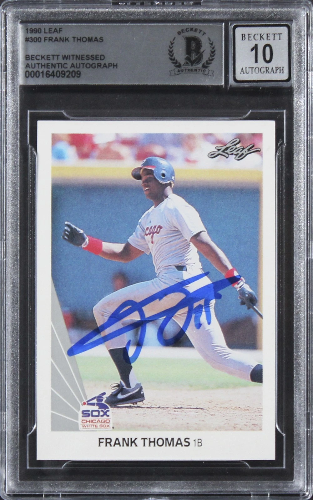 WHITE SOX FRANK THOMAS SIGNED 1990 LEAF #300 ROOKIE CARD AUTO 10! BAS SLABBED COLLECTIBLE MEMORABILIA