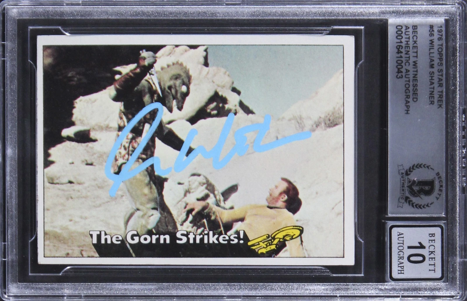 WILLIAM SHATNER SIGNED 1976 TOPPS STAR TREK #56 CARD AUTO GRADED 10! BAS SLABBED COLLECTIBLE MEMORABILIA