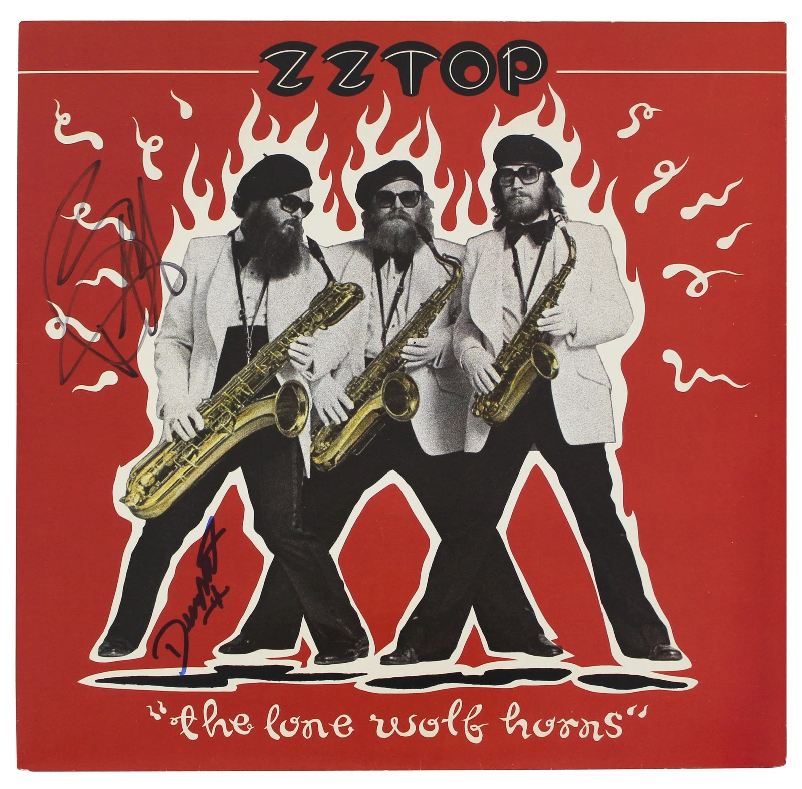 Dusty Hill & Billy Gibbons ZZ Top Authentic Signed Album Cover BAS #AB77807