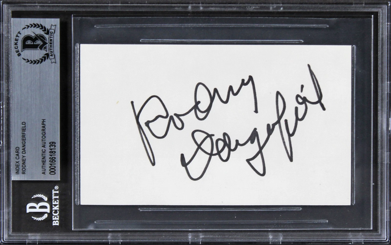 Rodney Dangerfield Caddyshack Authentic Signed 3x5 Index Card BAS Slabbed