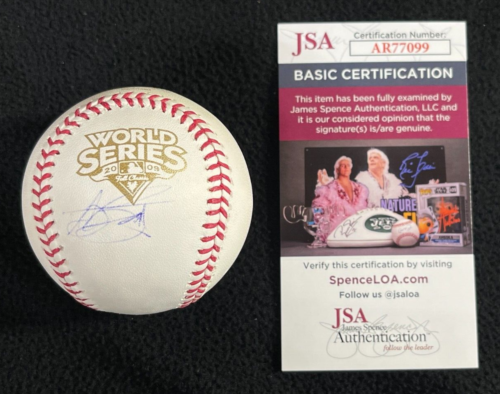 A.J. BURNETT SIGNED NEW YORK YANKEES 2009 WORLD SERIES OML BASEBALL JSA COA COLLECTIBLE MEMORABILIA